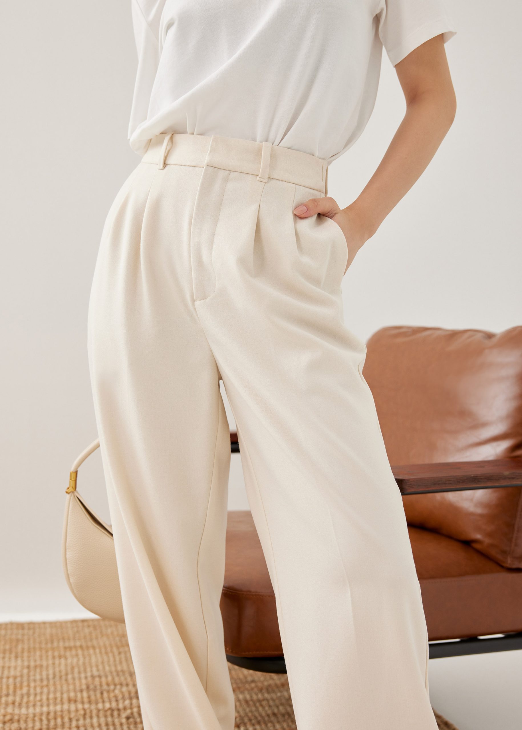 Lana Relaxed Melange Tailored Pants - Image 3