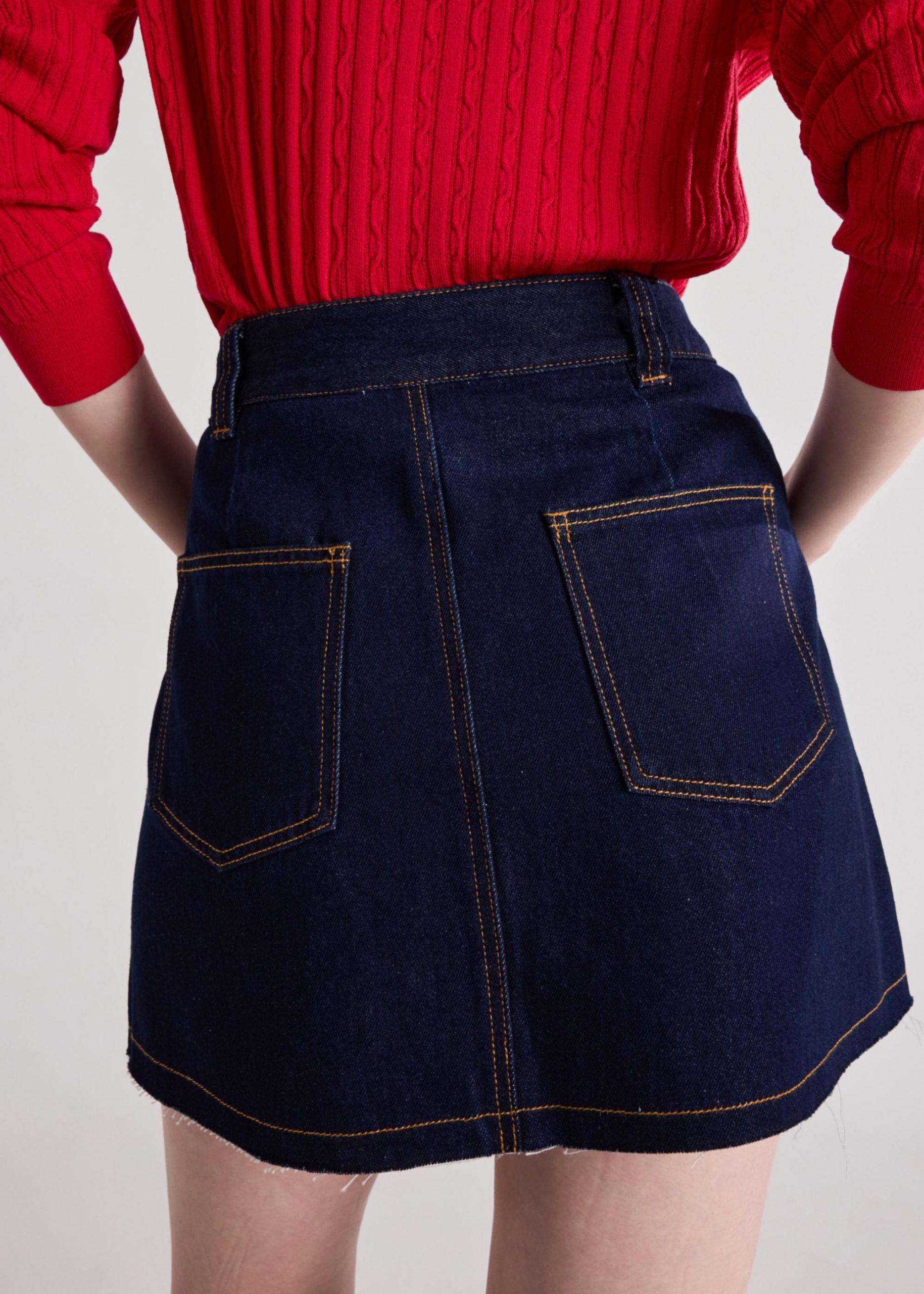 Raw Hem Denim Skirt - Image 4