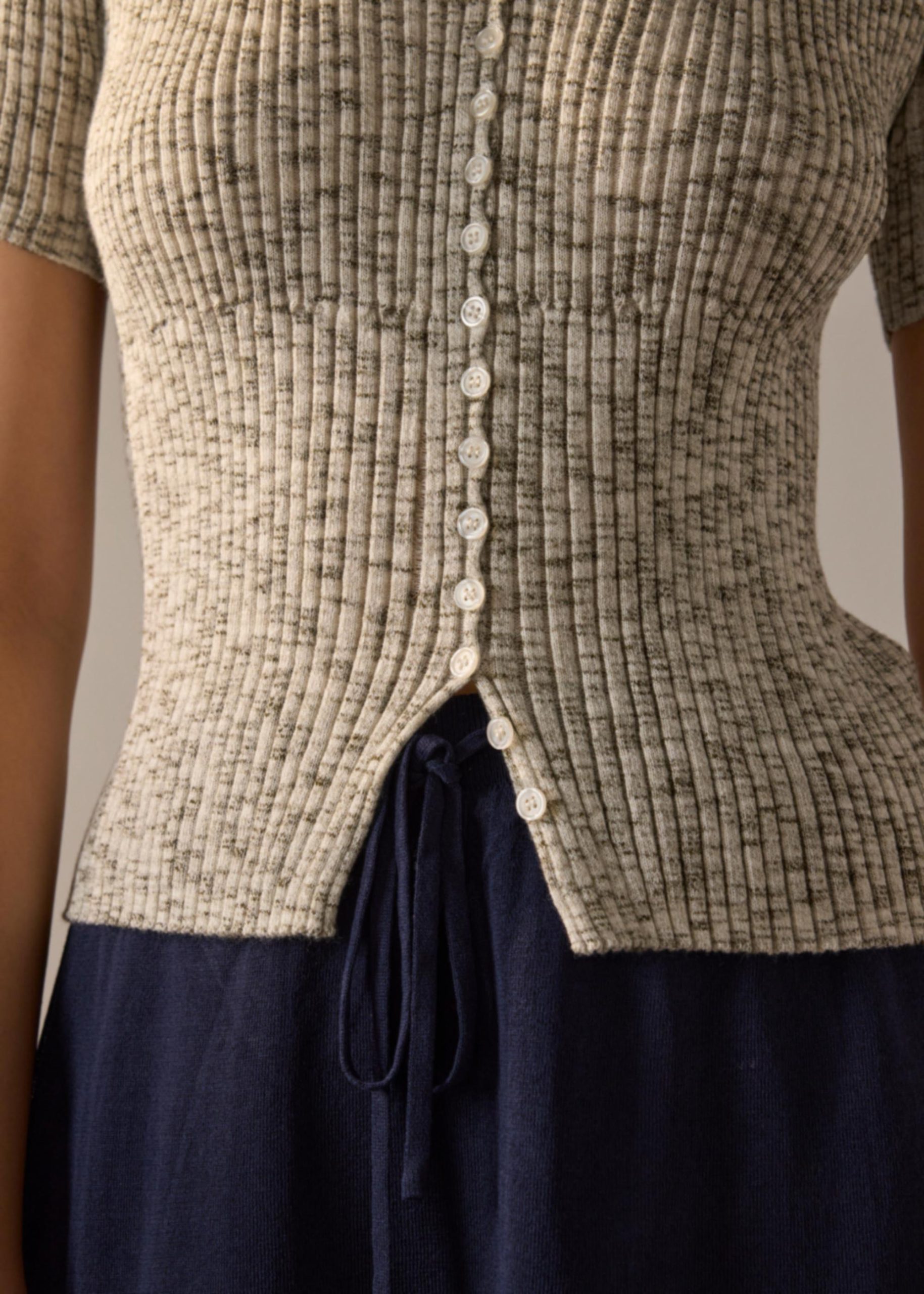 Duo Tone Knit Fitted Top - Image 2