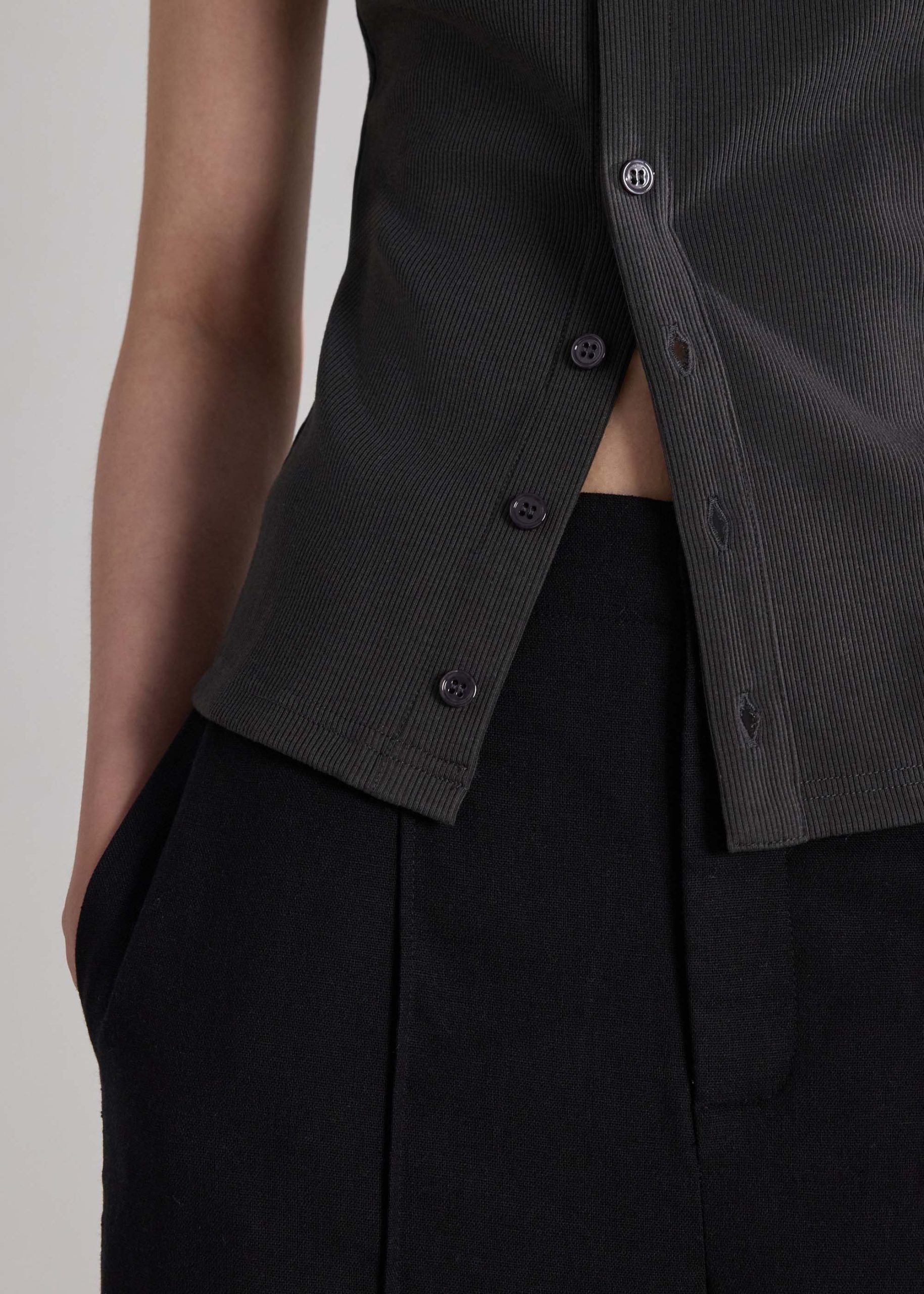 Jersey Button Down Fitted Top - Image 15