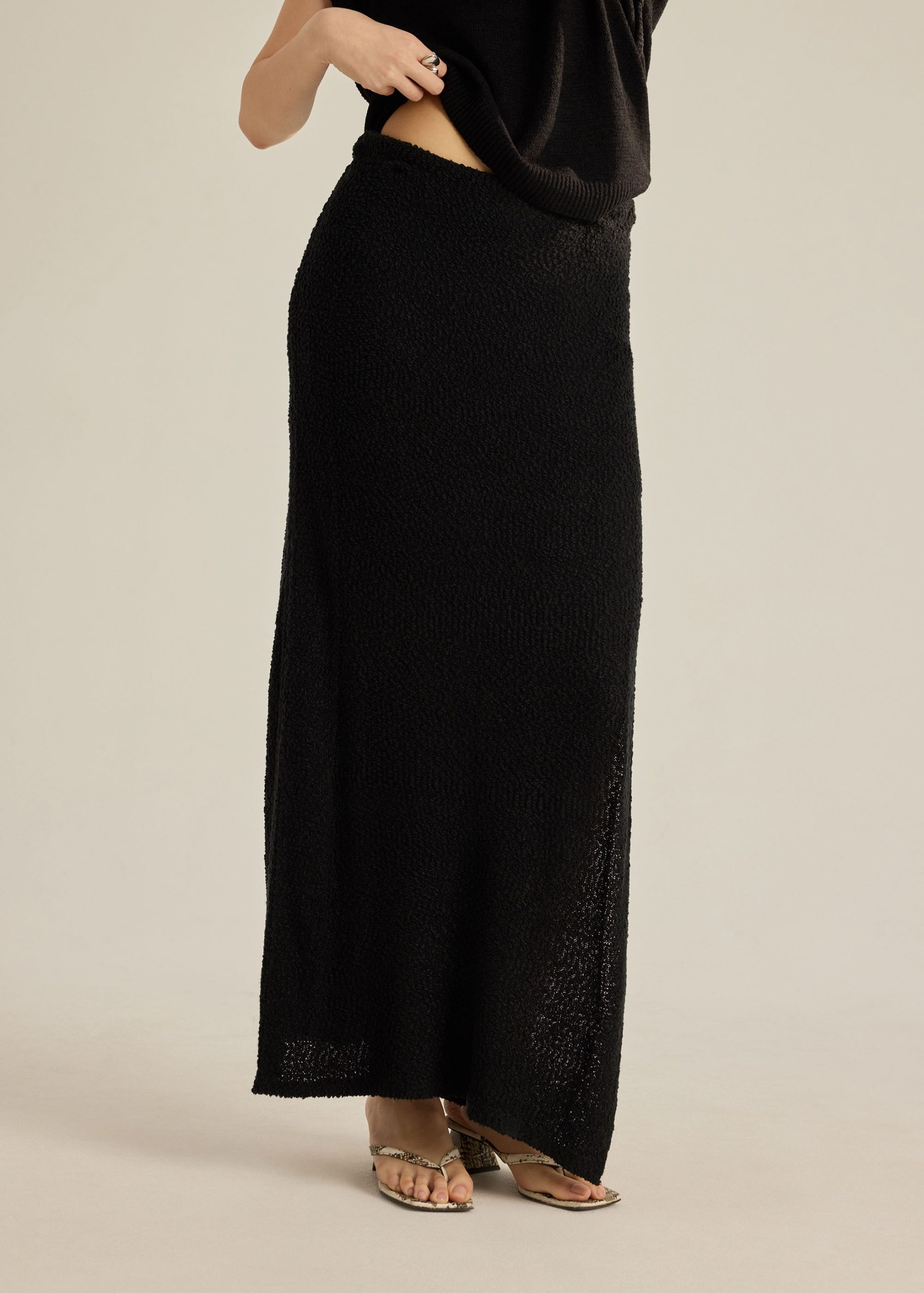 Boucle Knit Column Skirt - Image 5