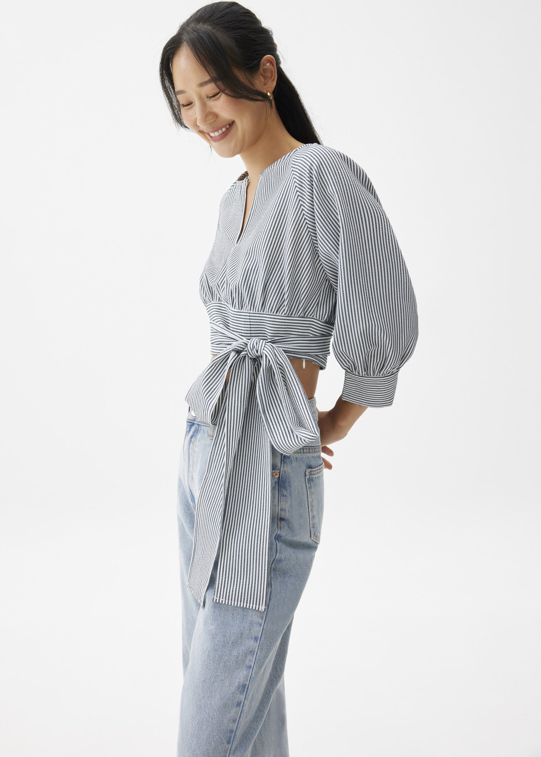 Striped Puff Sleeve Blouse - Image 3