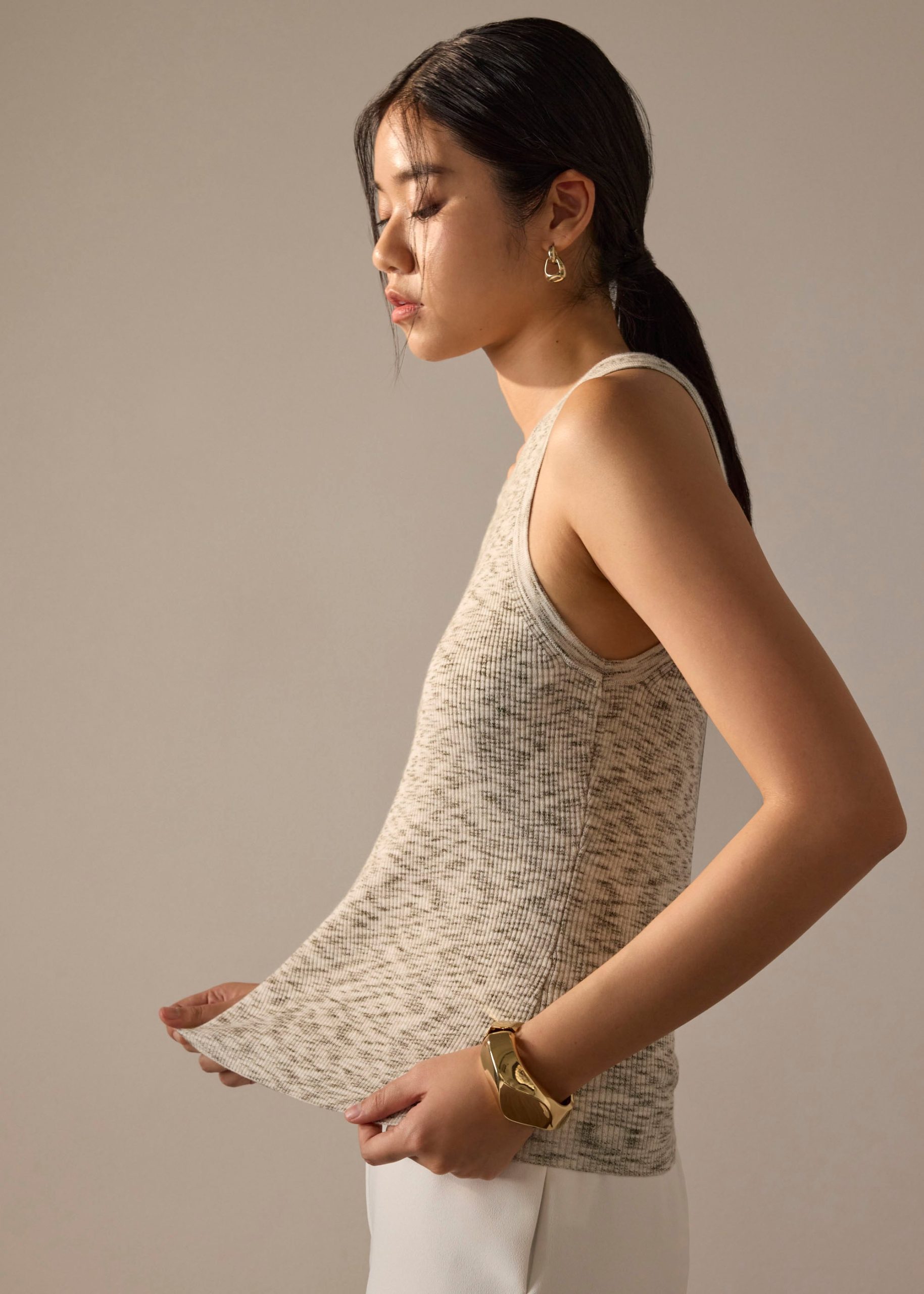 Duo Tone Knit Fitted Tank - Image 2