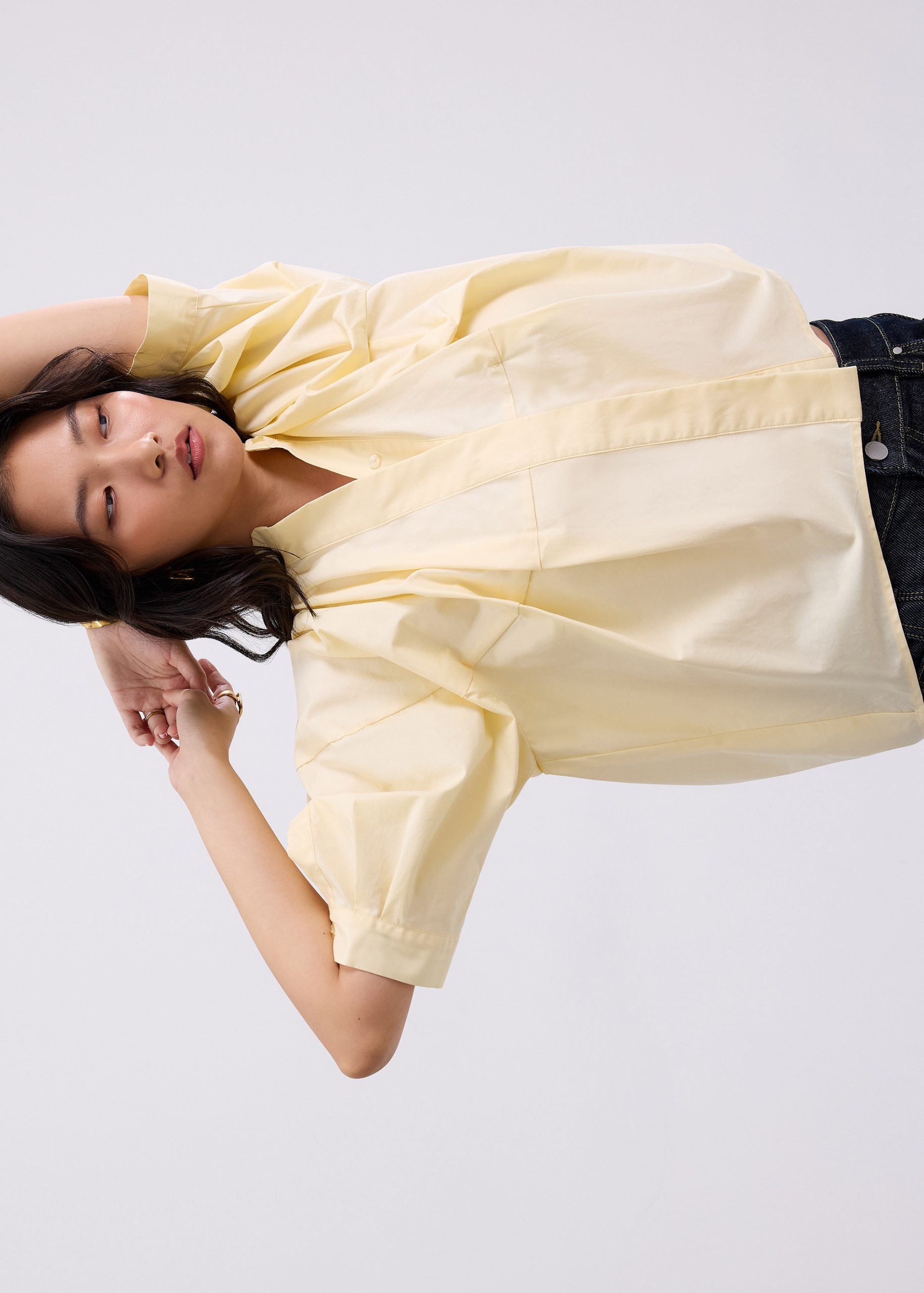 Meiying Relaxed Poplin Mandarin Collar Shirt - Image 13