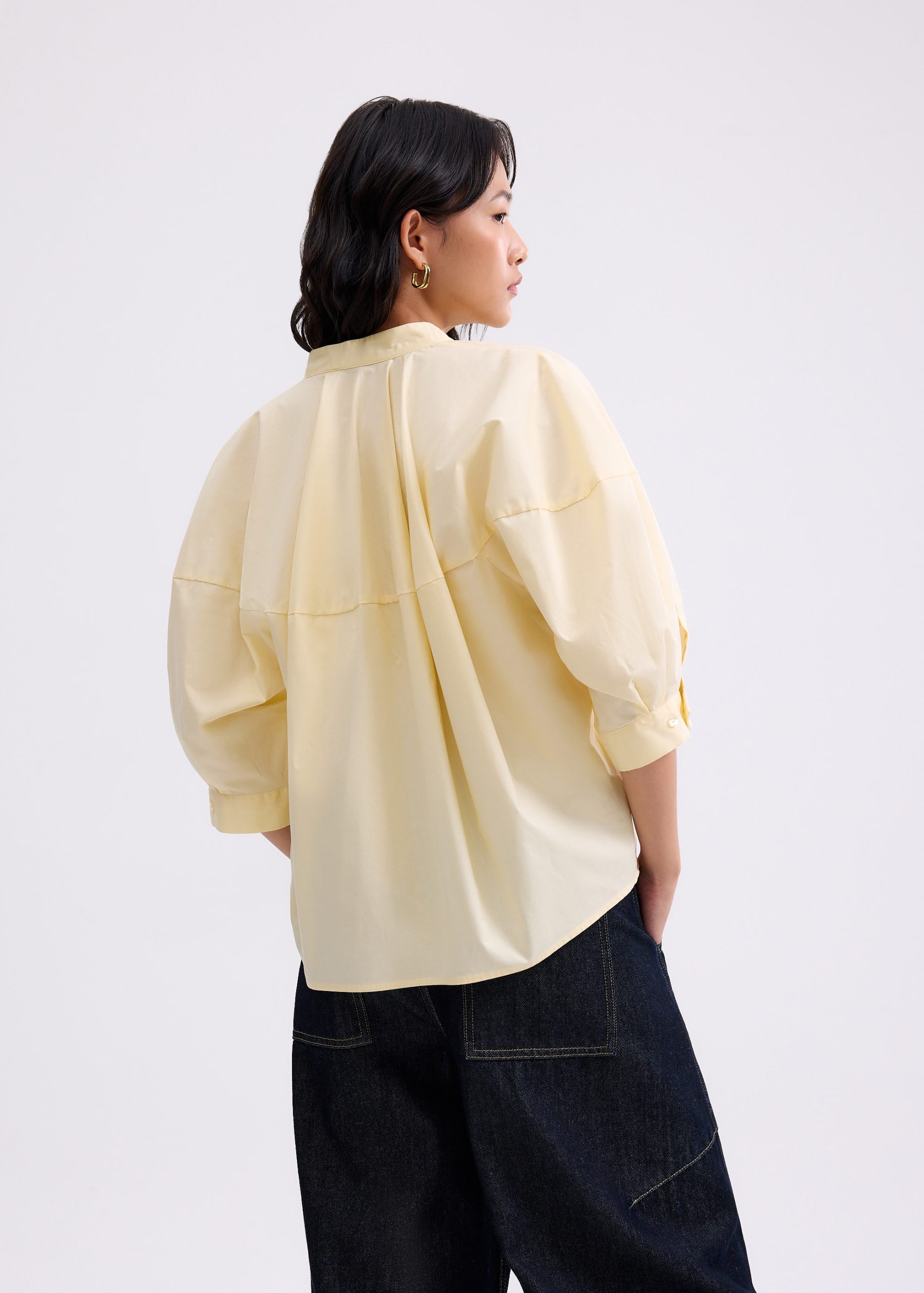 Meiying Relaxed Poplin Mandarin Collar Shirt - Image 15