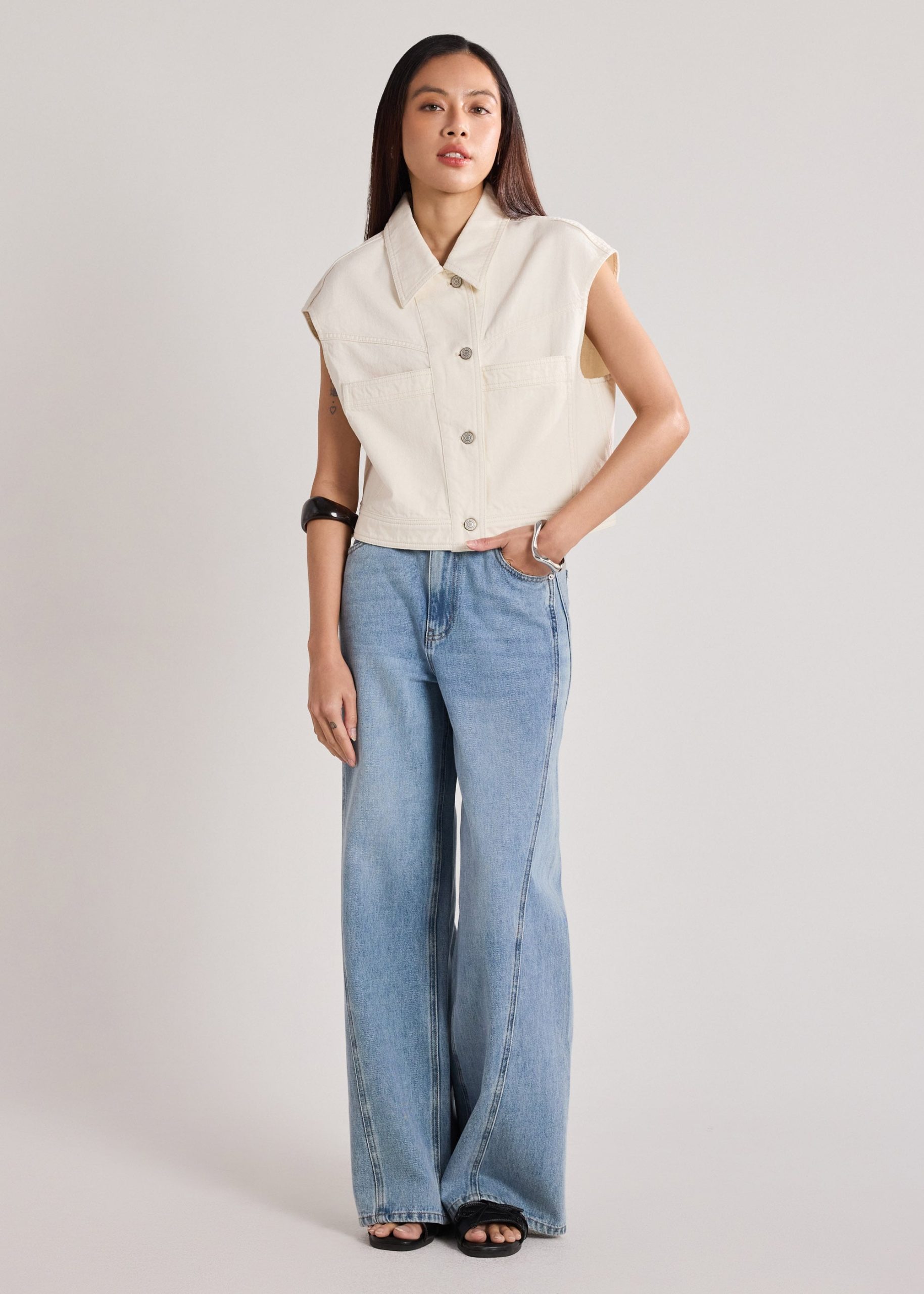 Denim Boxy Vest - Image 2