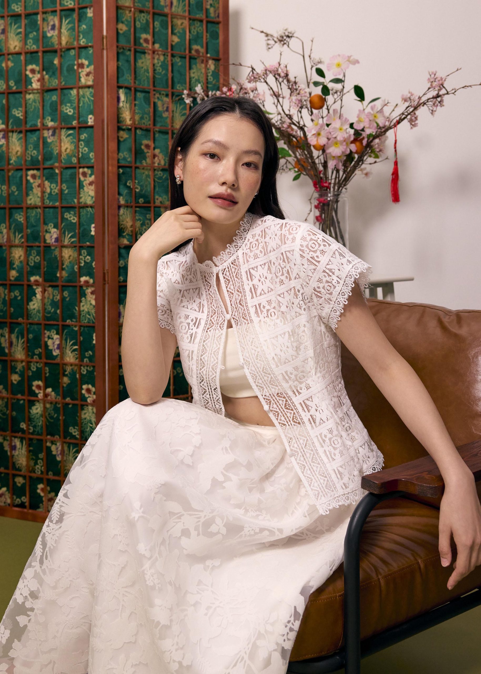 Lace Round Neck Fit & Flare Top - Image 12