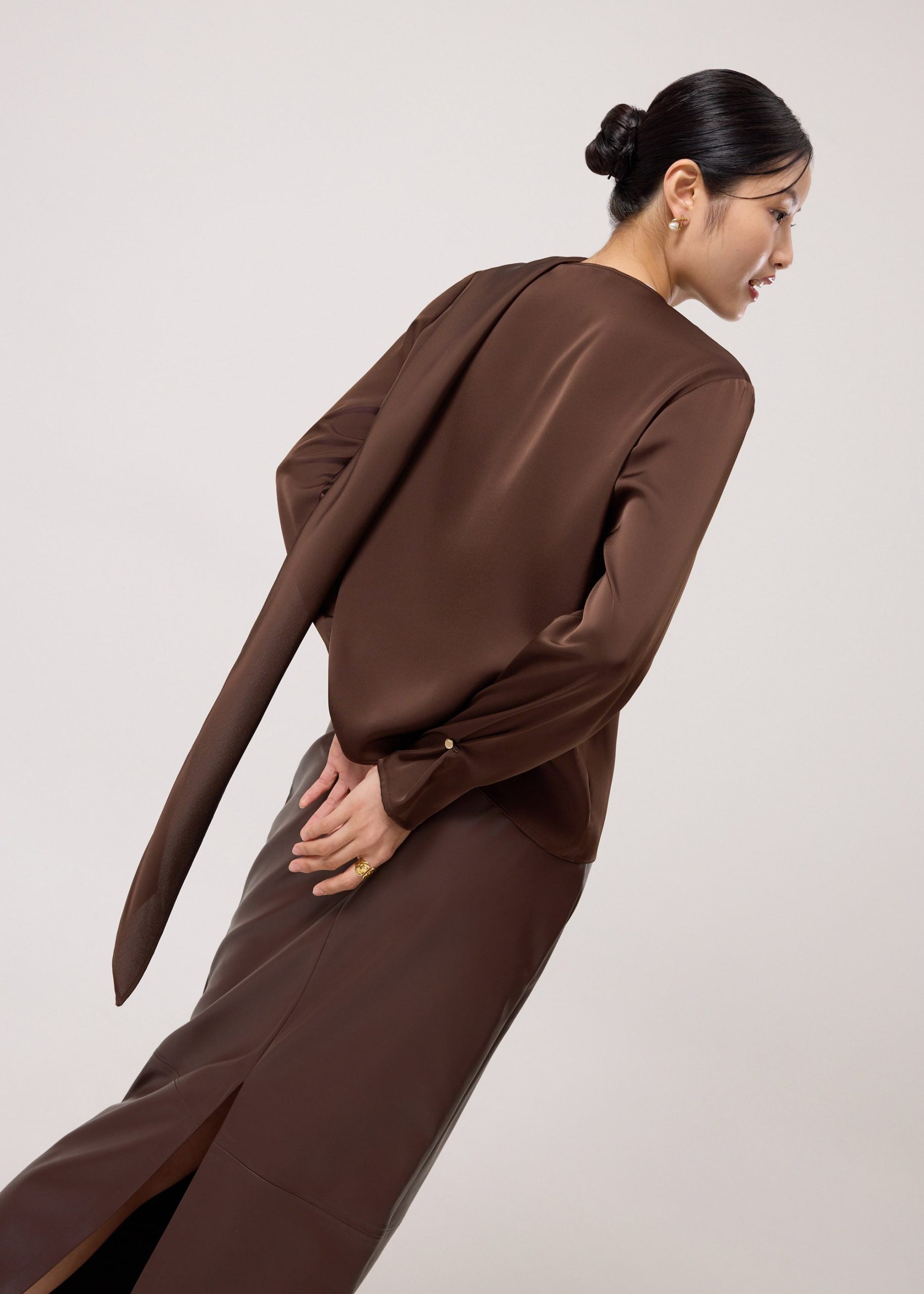 RuchedReady® Yejin Satin Sash Asymmetric Top - Image 10
