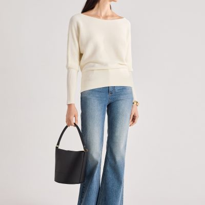 Knit Asymmetric Puff Sleeve Top