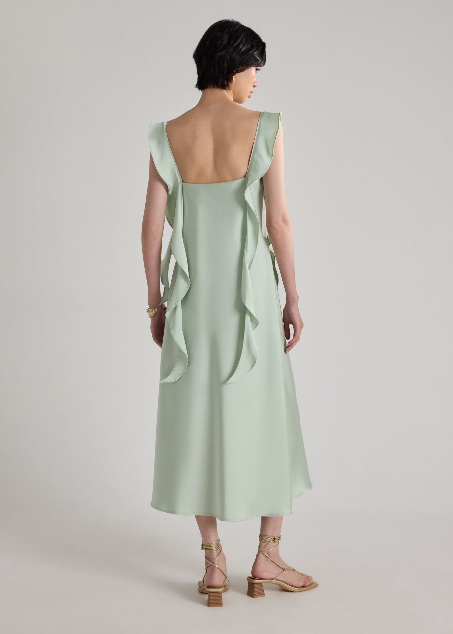 BraFree by LB Multi-way Satin Dress With Removable Ruffle Straps - Image 3