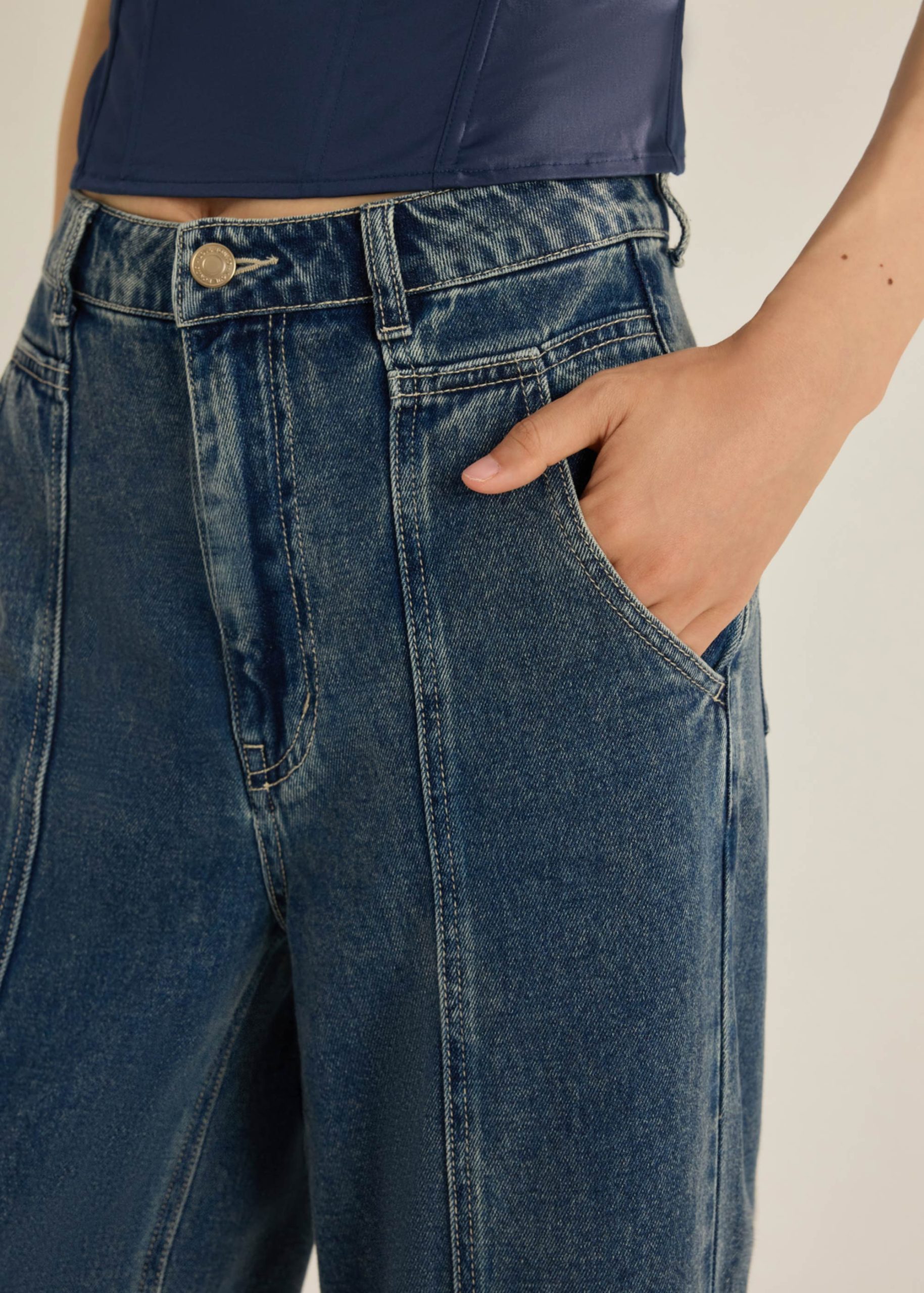 Leggy??Denim Panelled Wide Leg Jeans - Image 9