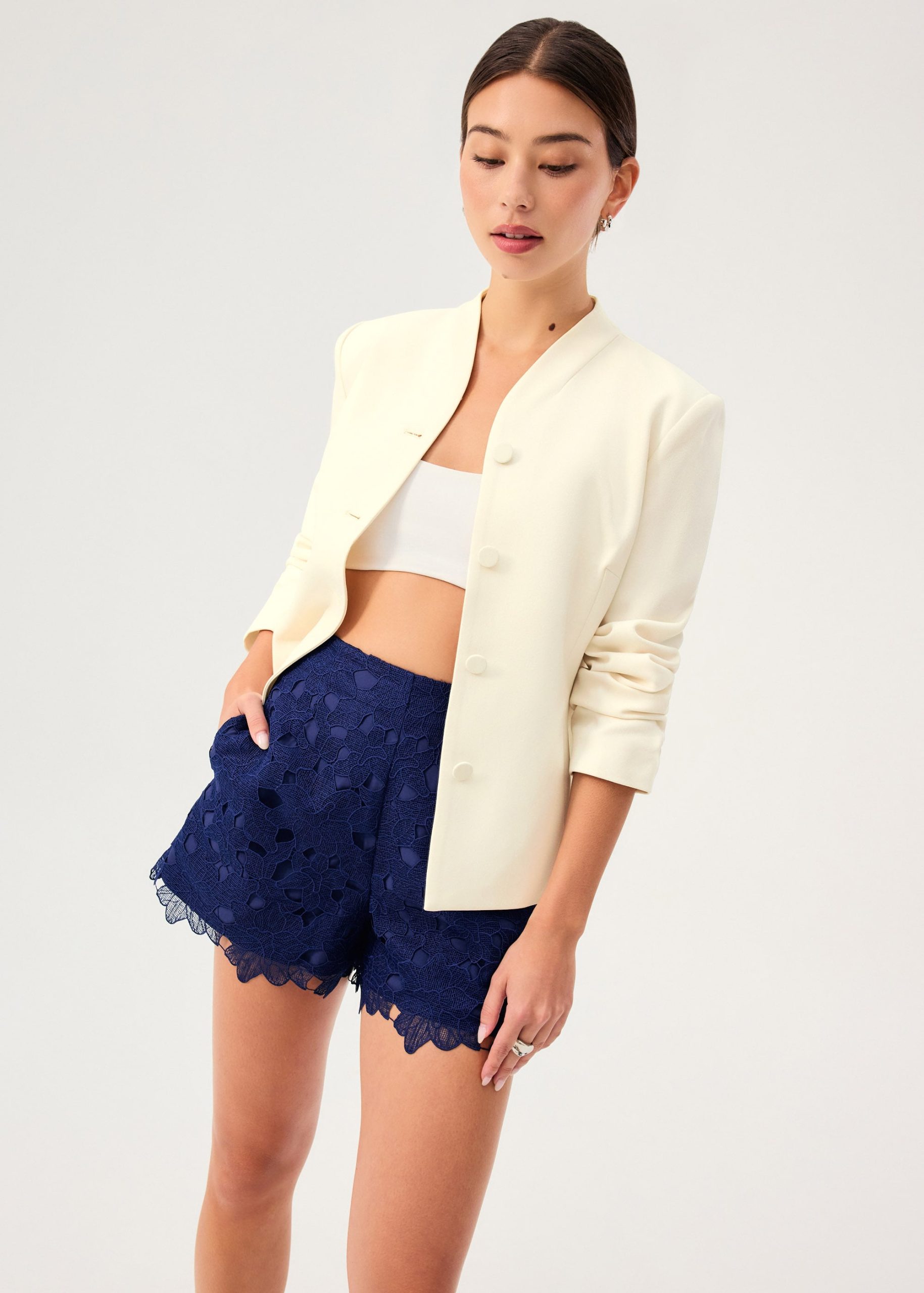 RuchedReady® Yue Mandarin Collar Cinched Jacket - Image 14
