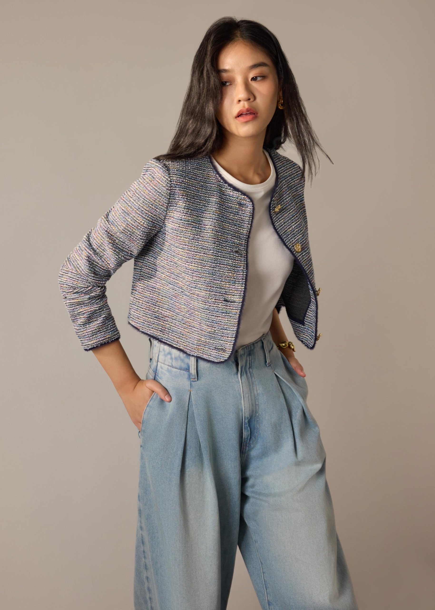 Sae RuchedReady® Stretch Tweed Boxy Jacket