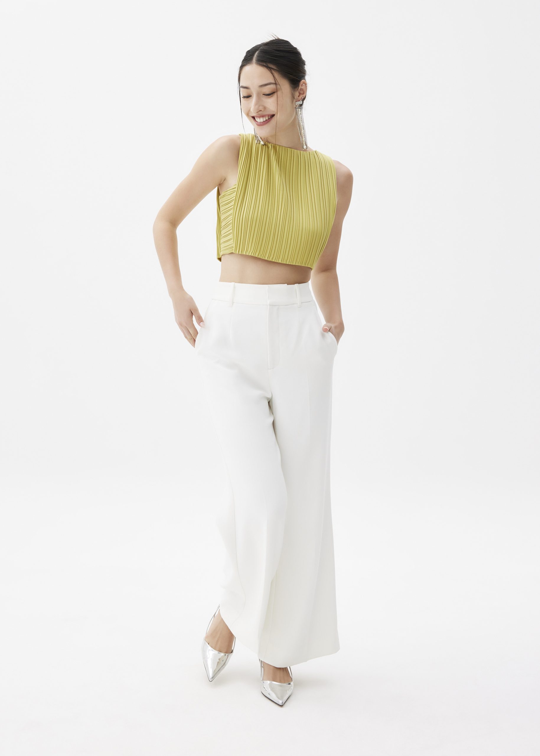 Dez Pleated Boat Neck Crop Top - Image 20