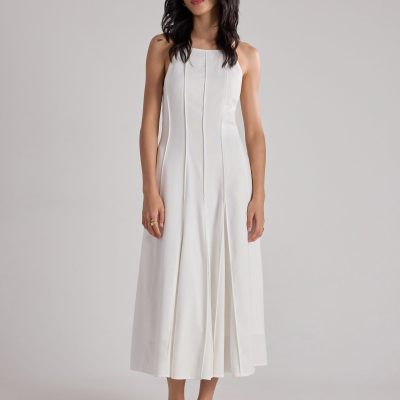Pintuck Fit & Flare Dress