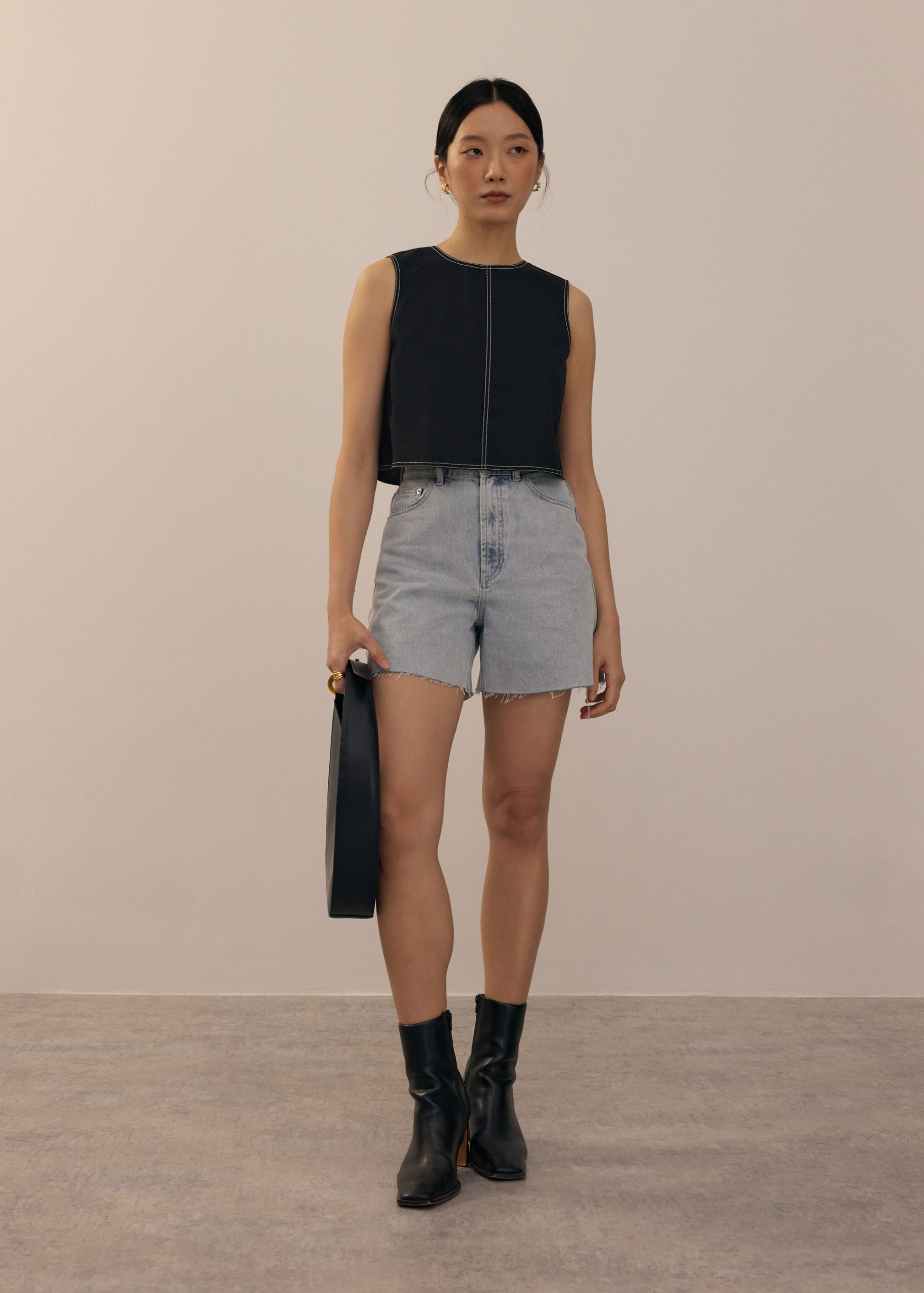 Sana High Waist Fray Denim Shorts - Image 2