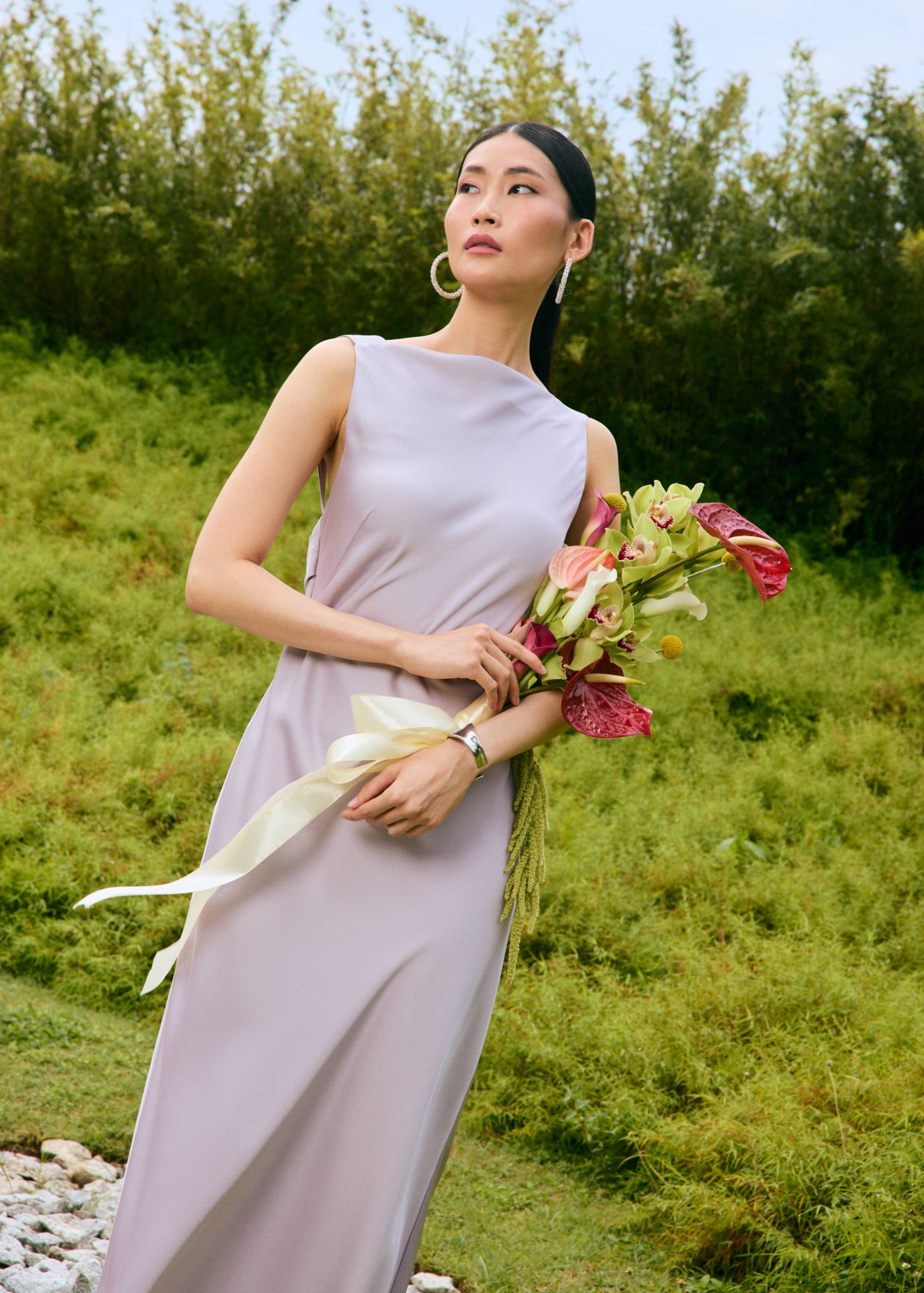 BraFree by LB Satin Cowl Neck Bias Cut Maxi Dress - Image 12