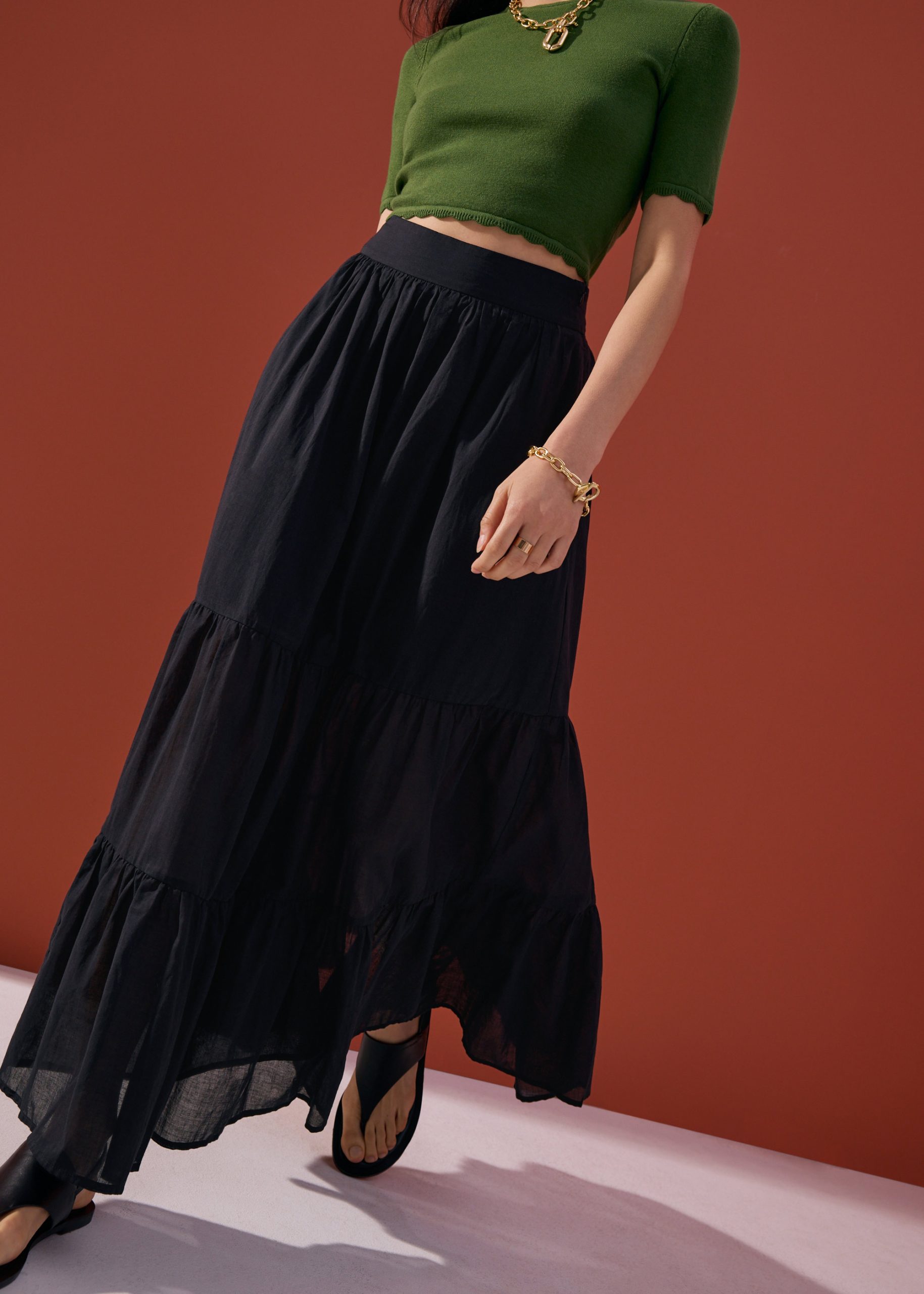 Cotton Flare Maxi Skirt in Desert Haze - Image 9