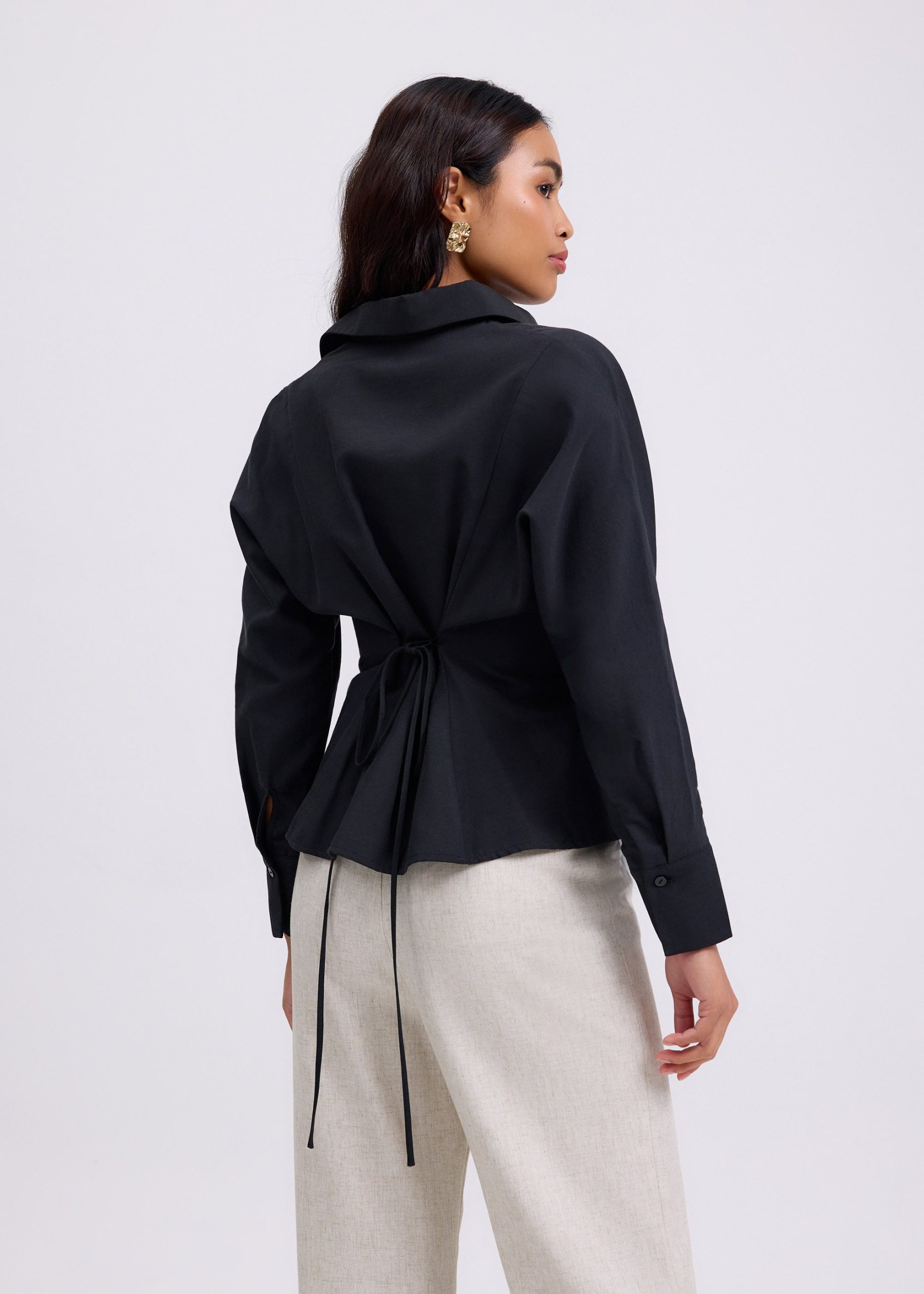 RuchedReady® Lily Cinch Waist Collared Shirt - Image 6