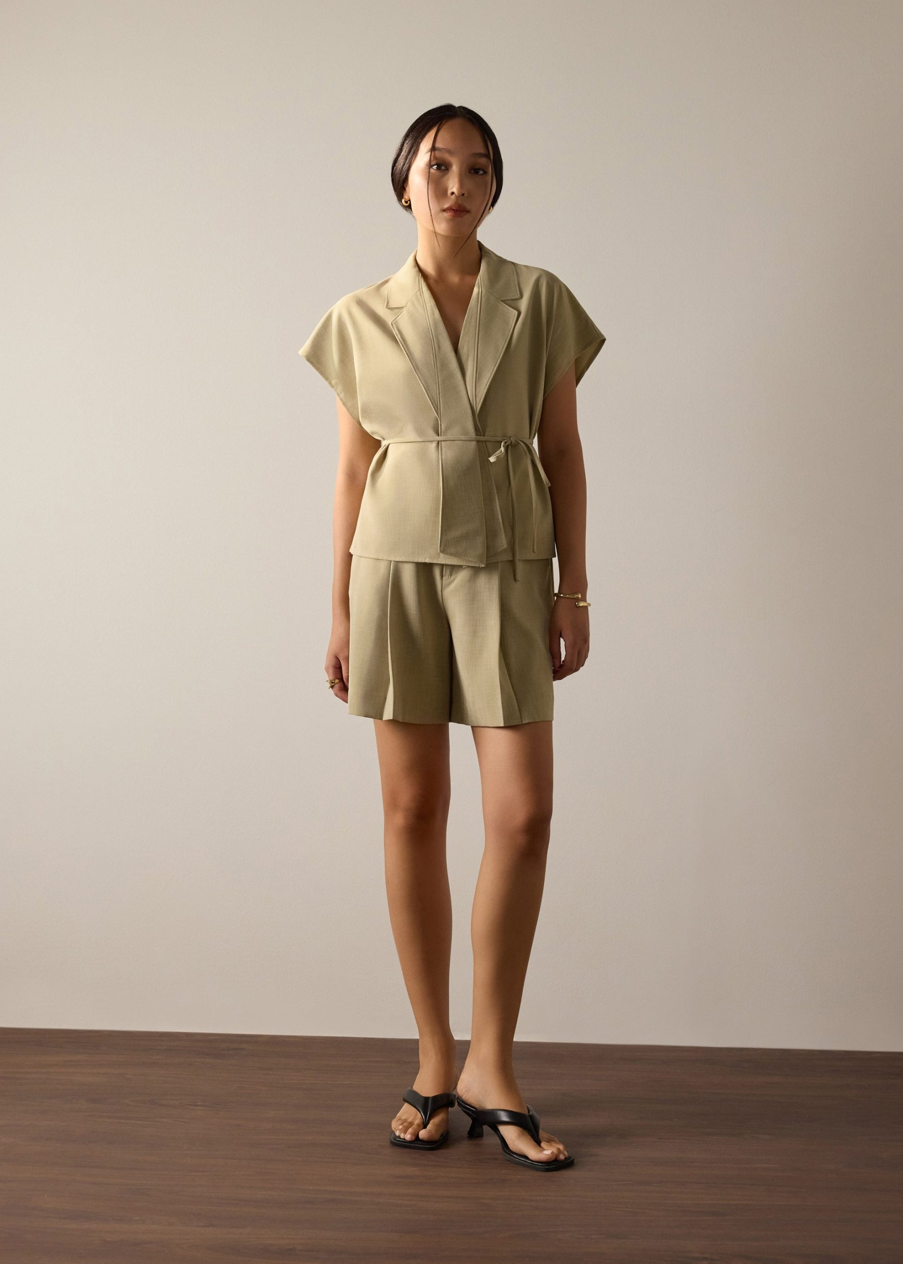 Vina Detachable Sash Melange Front Wrap Top - Image 21