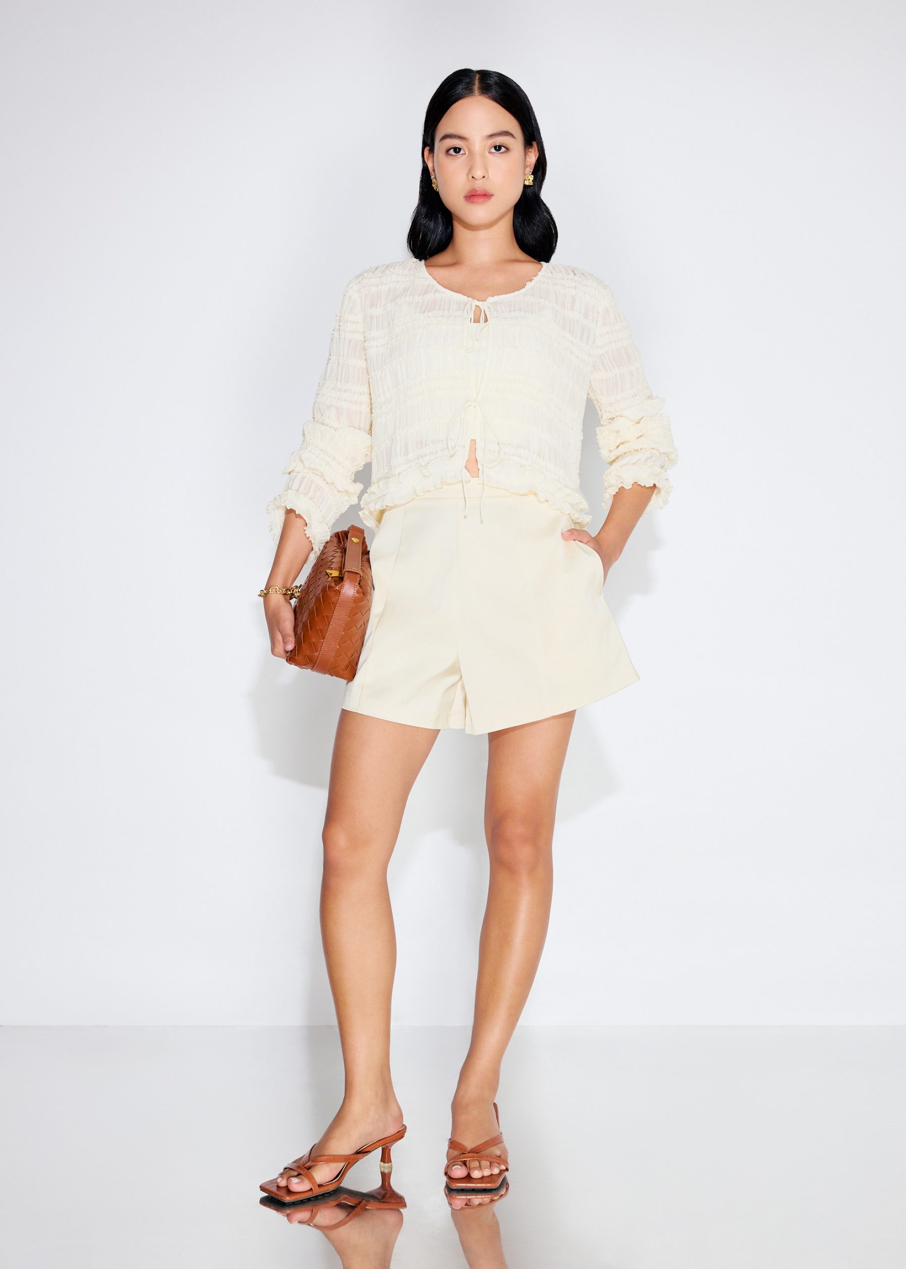 Taffeta High Waist A-Line Shorts - Image 18