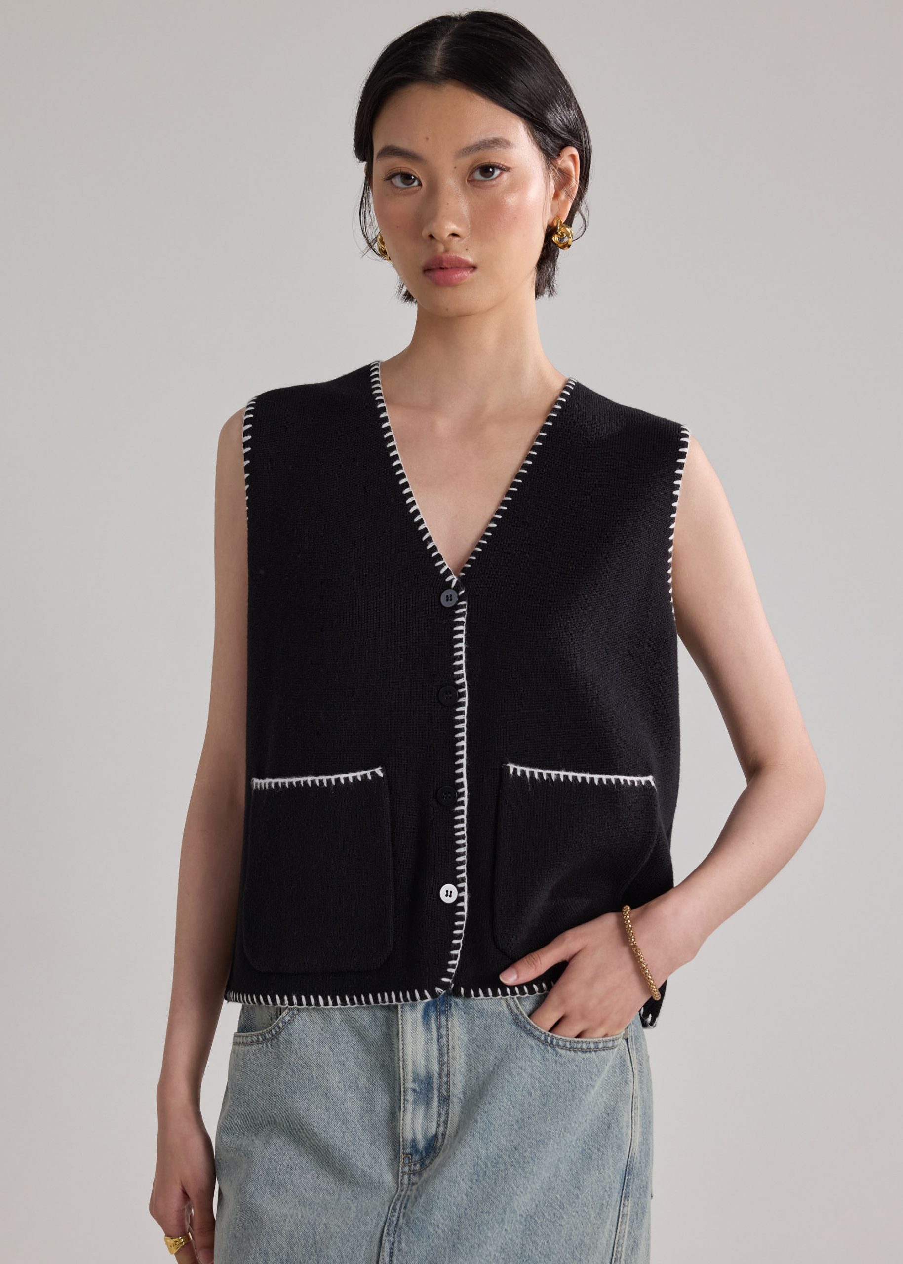 Blanket Stitch Knit Vest - Image 3