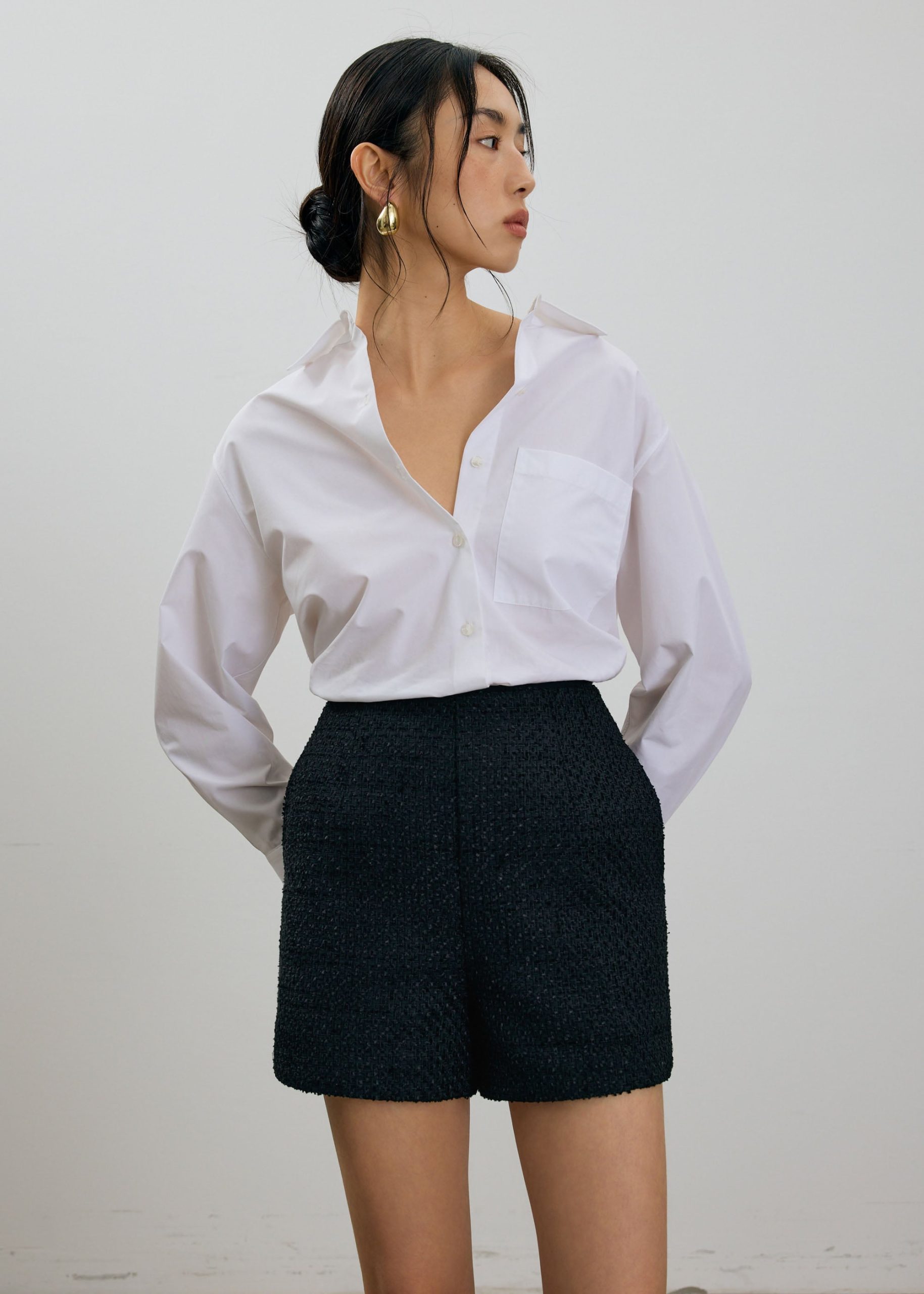 Fumiko Ribbon Tweed High Waist Shorts - Image 2