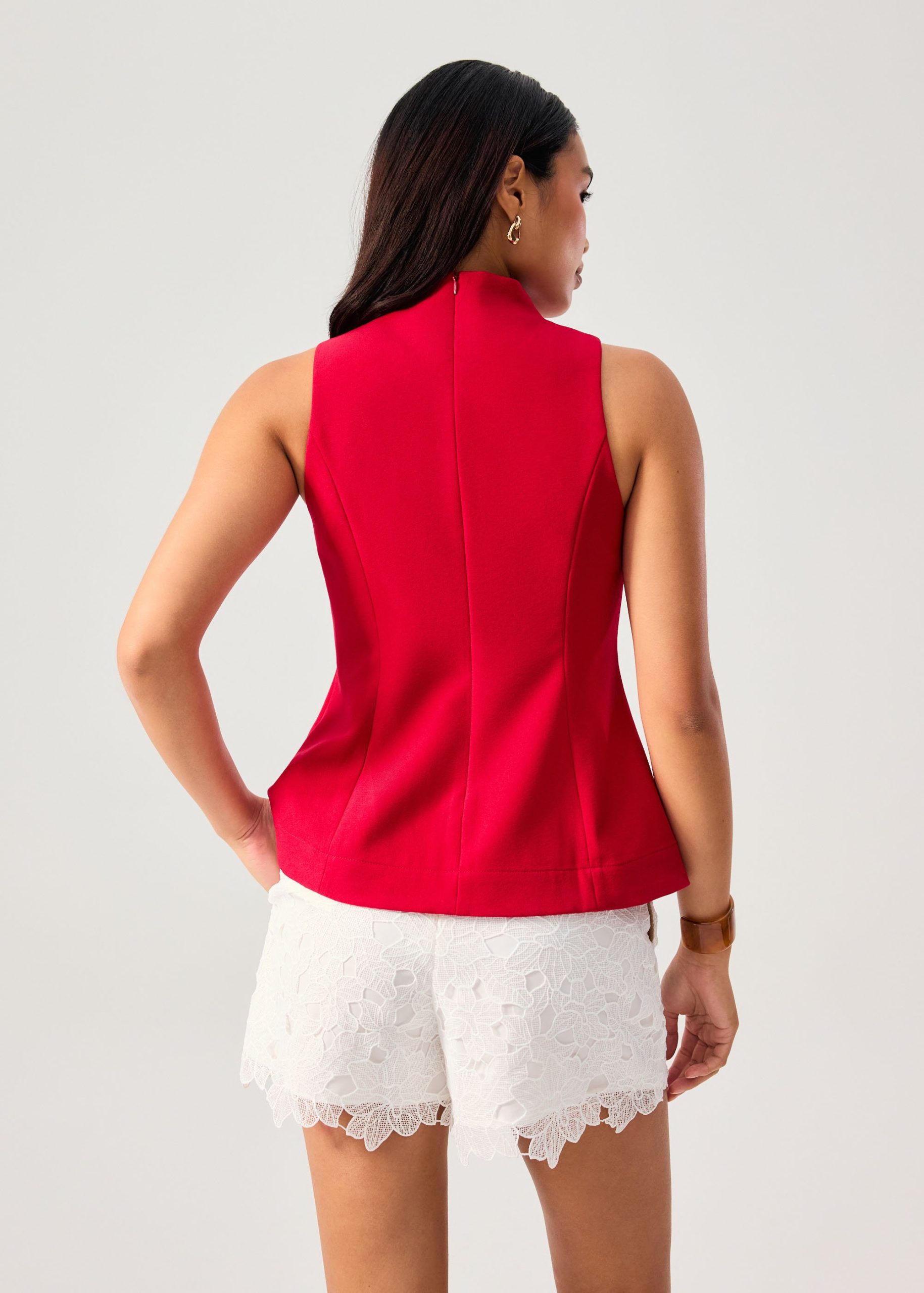 Zhen Mandarin Collar Peplum Vest Top - Image 10