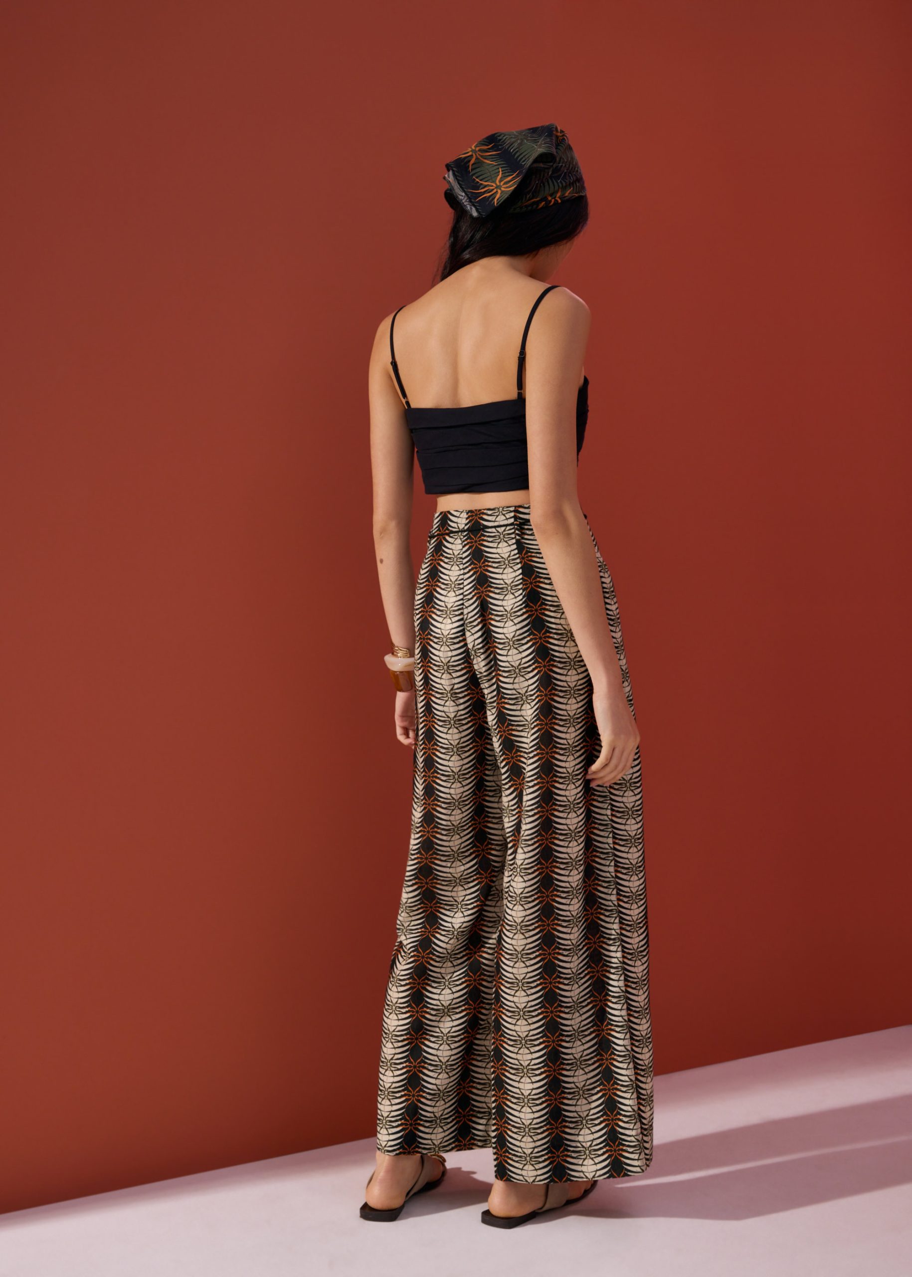 Detachable Sash Straight Leg Ankle Length Pants in Oasis Flow - Image 4