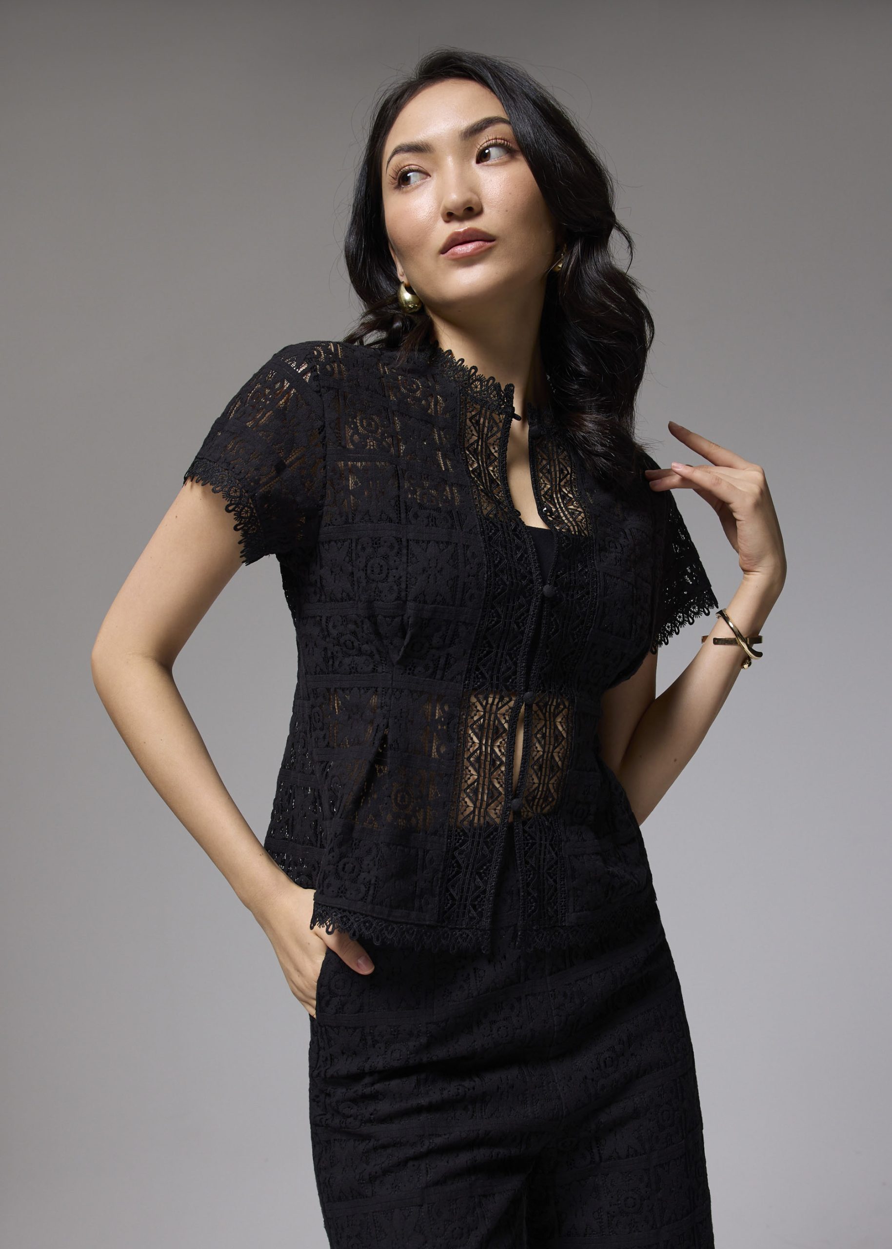 Lace Round Neck Fit & Flare Top - Image 4