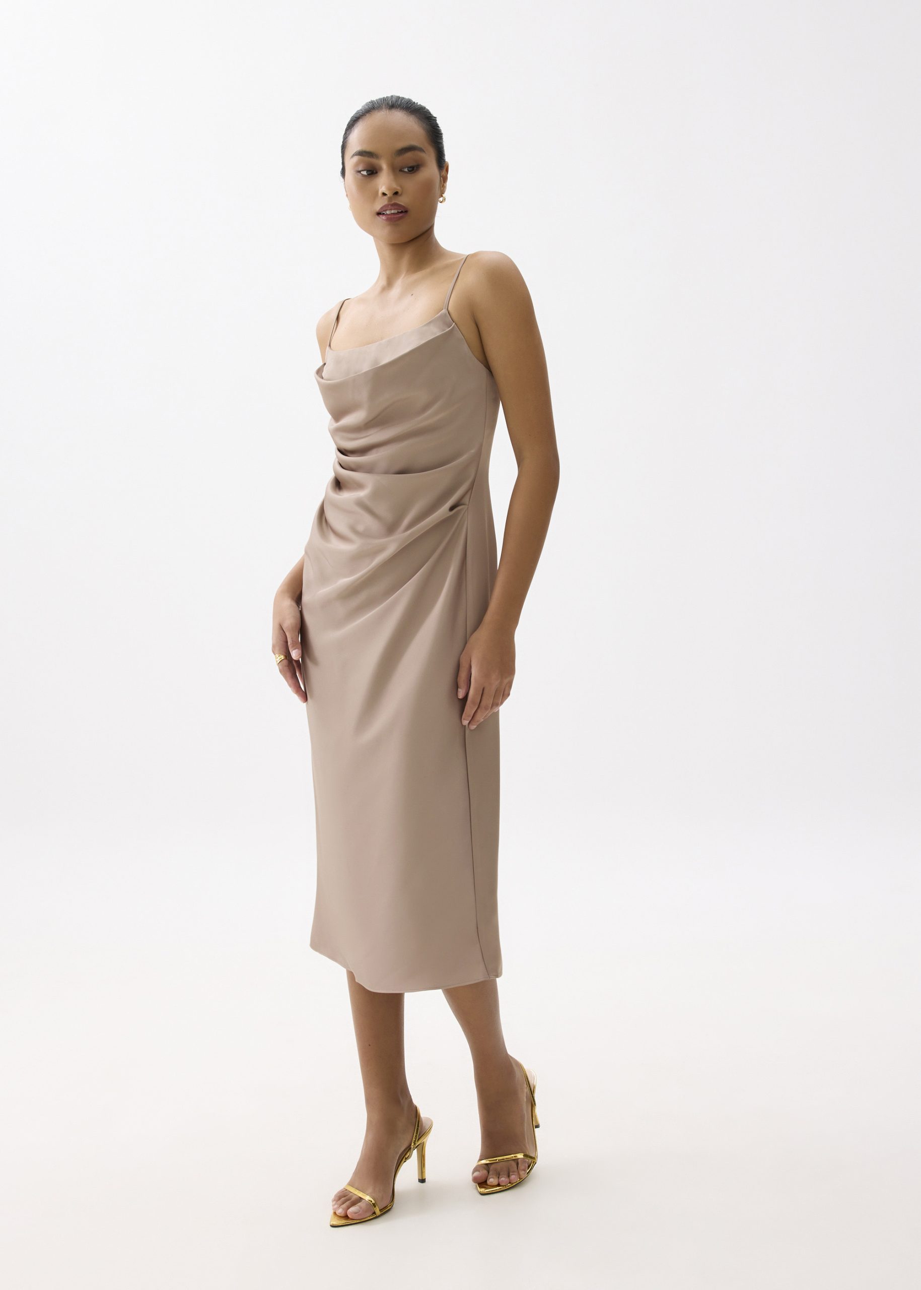BraFree by LB Esme Satin Column Drape Midi Dress - Image 19