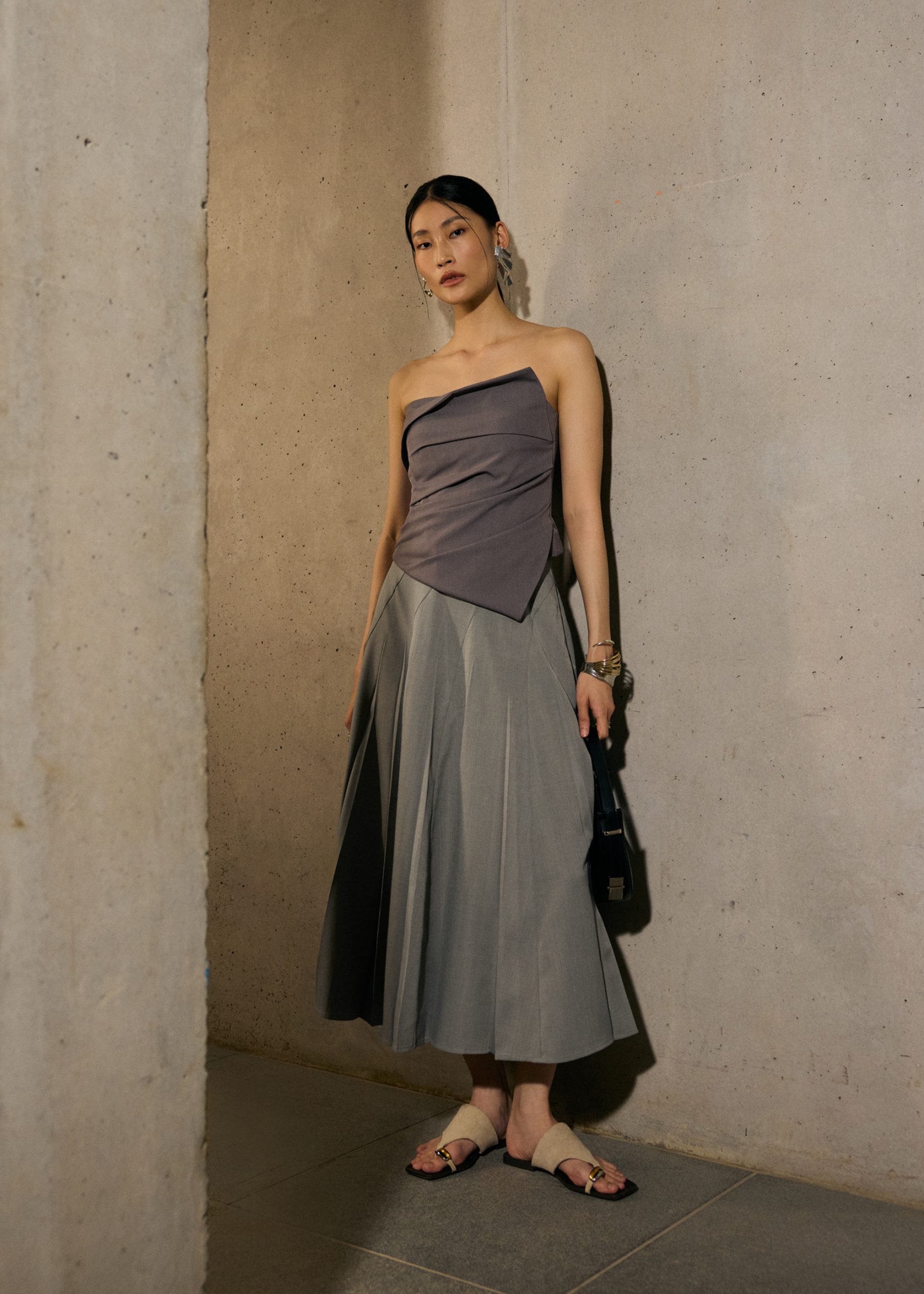 Sarita Asymmetric Pleated Tube Top - Image 10