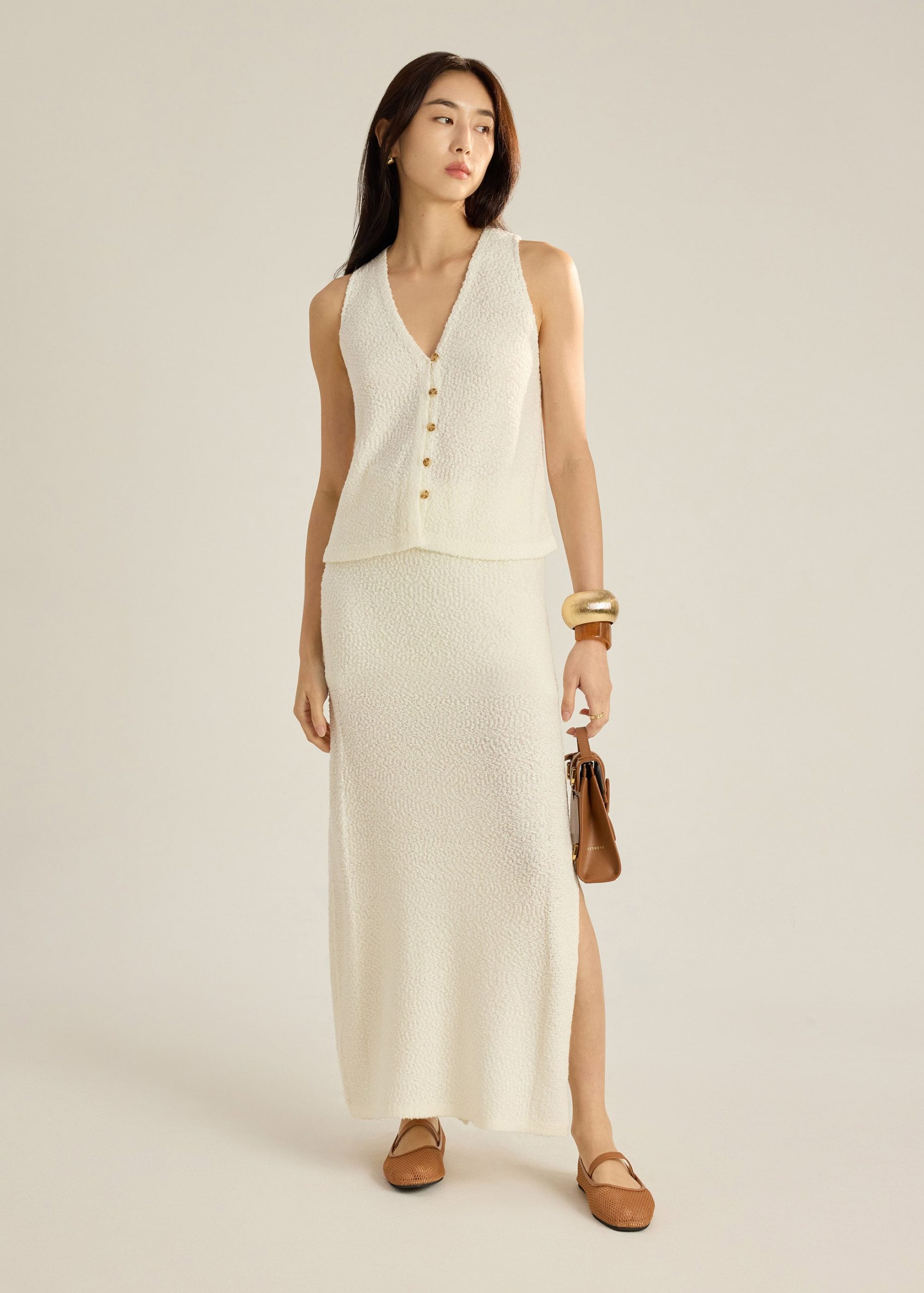 Boucle Knit Column Skirt