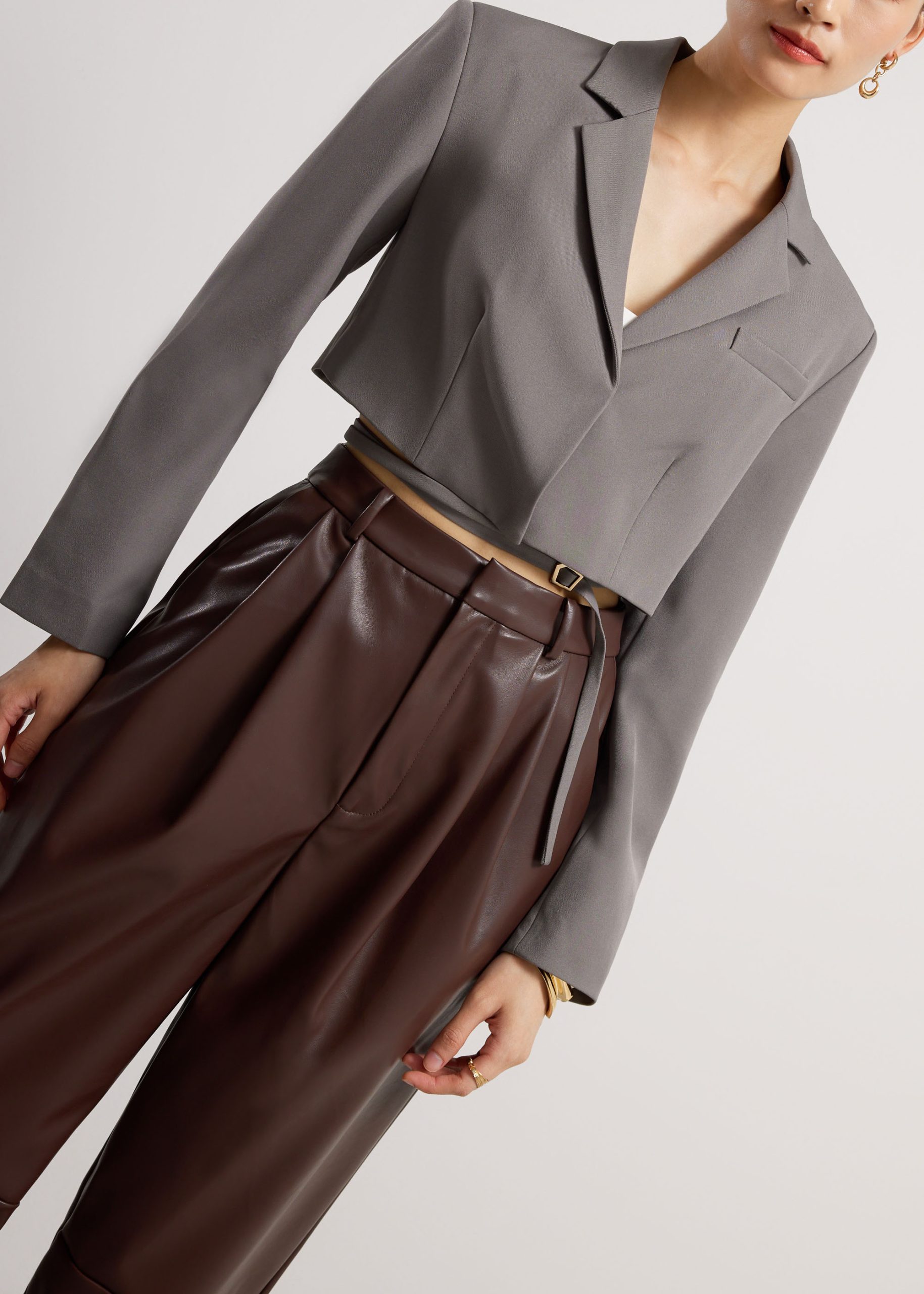 RuchedReady® Oversized Front Wrap Crop Blazer - Image 10