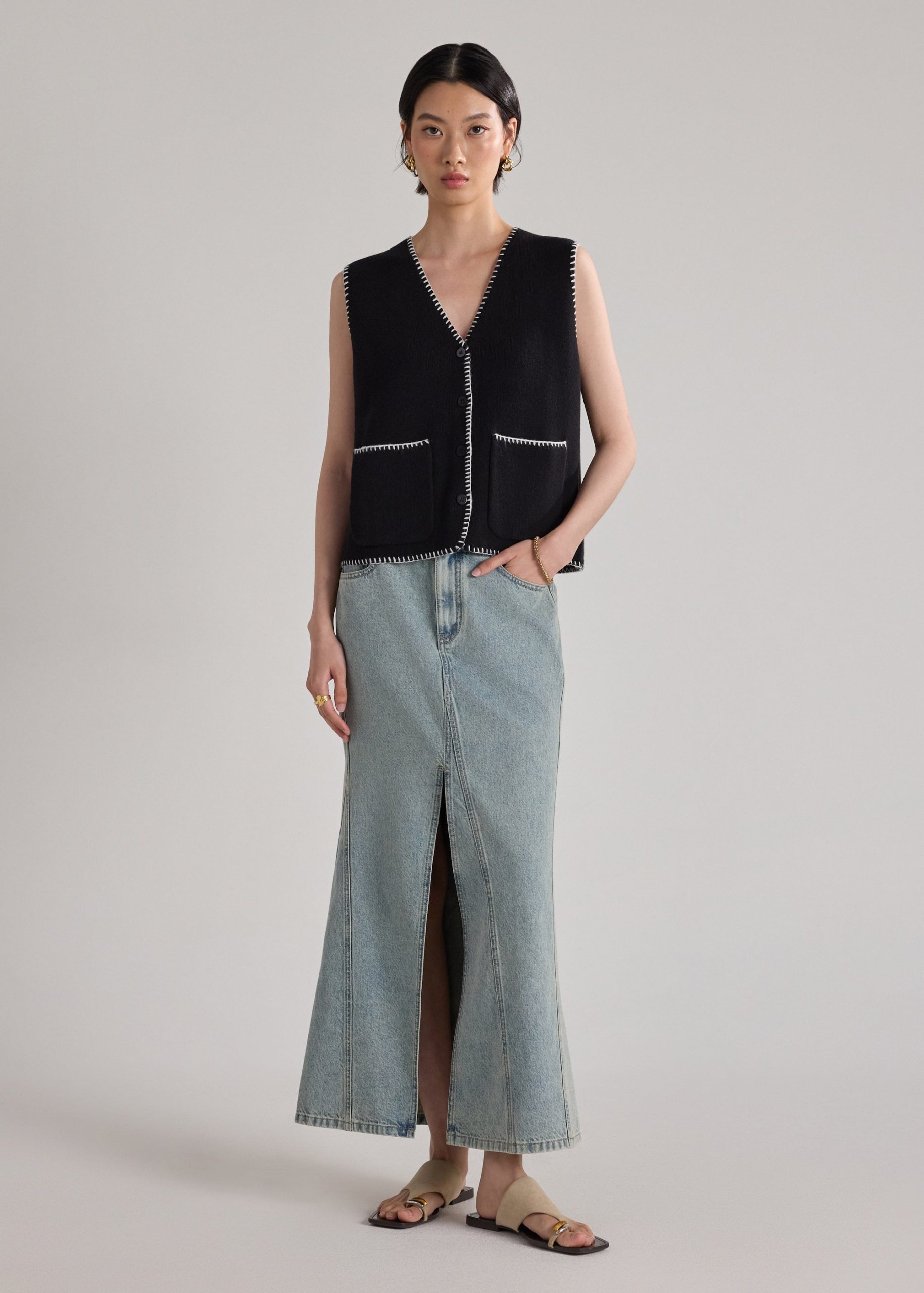 Blanket Stitch Knit Vest - Image 2