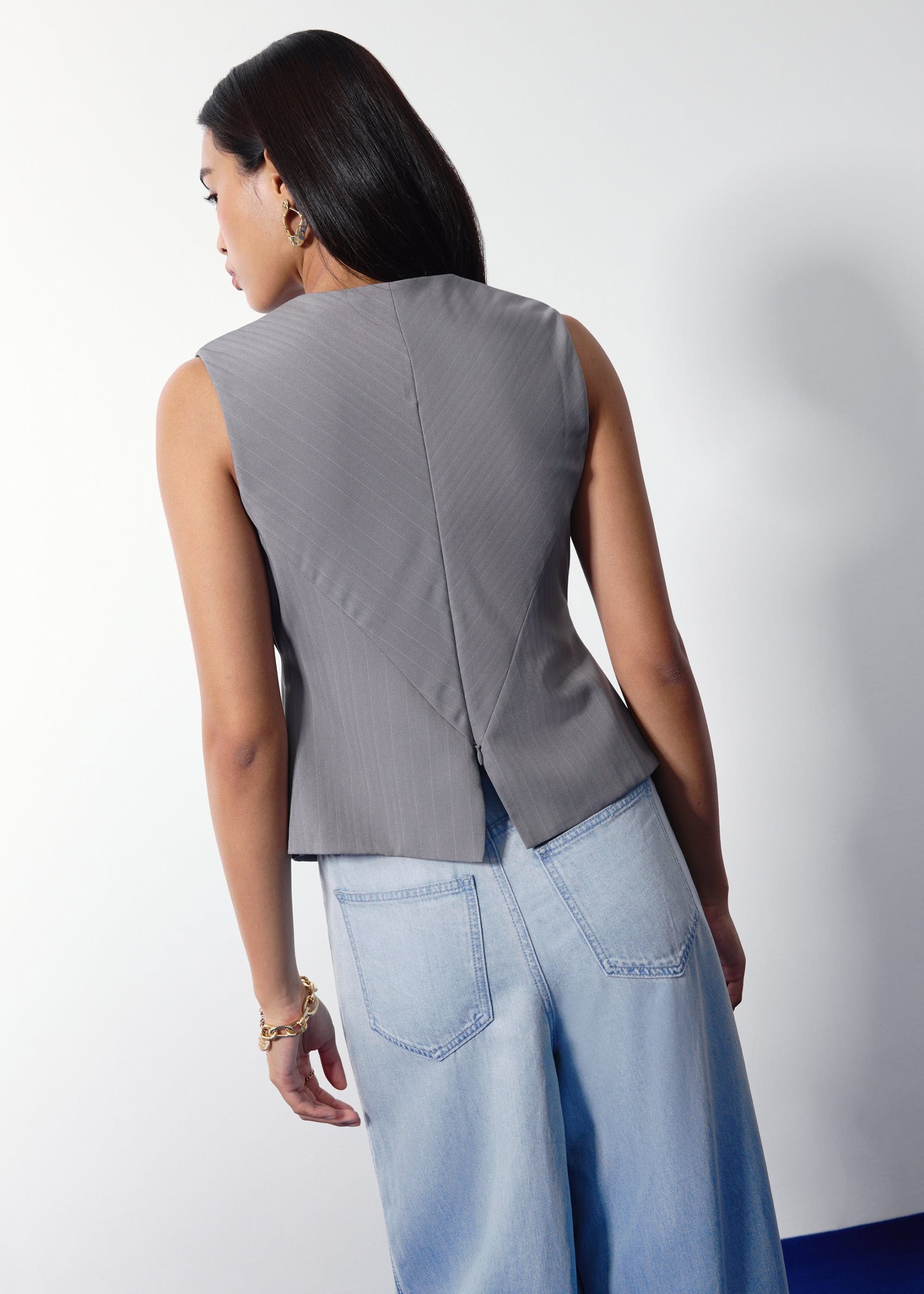 Mae Tailored Pinstripe Cross Over Top - Image 13