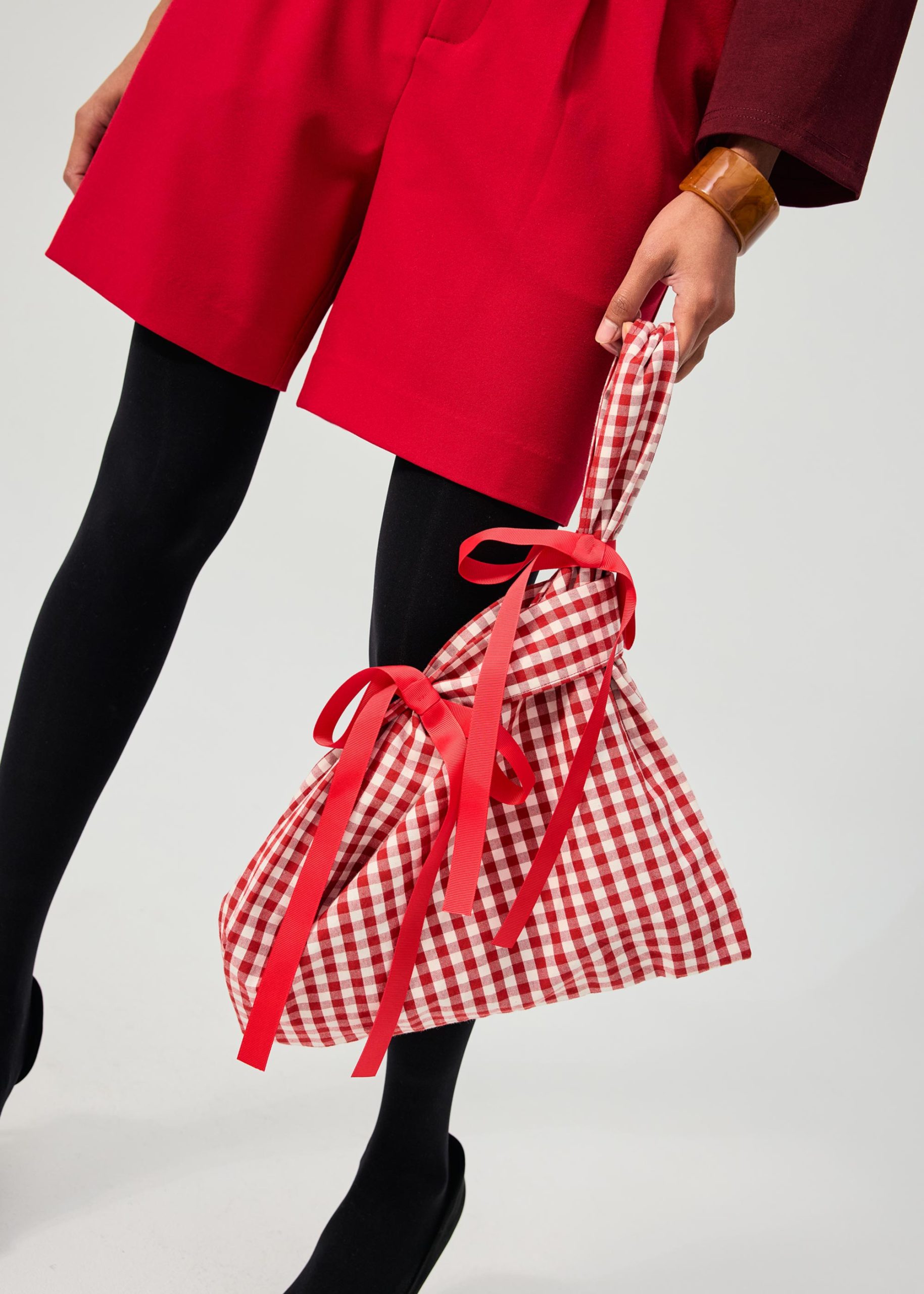 Reversible Gingham Small Tote Bag - Image 4