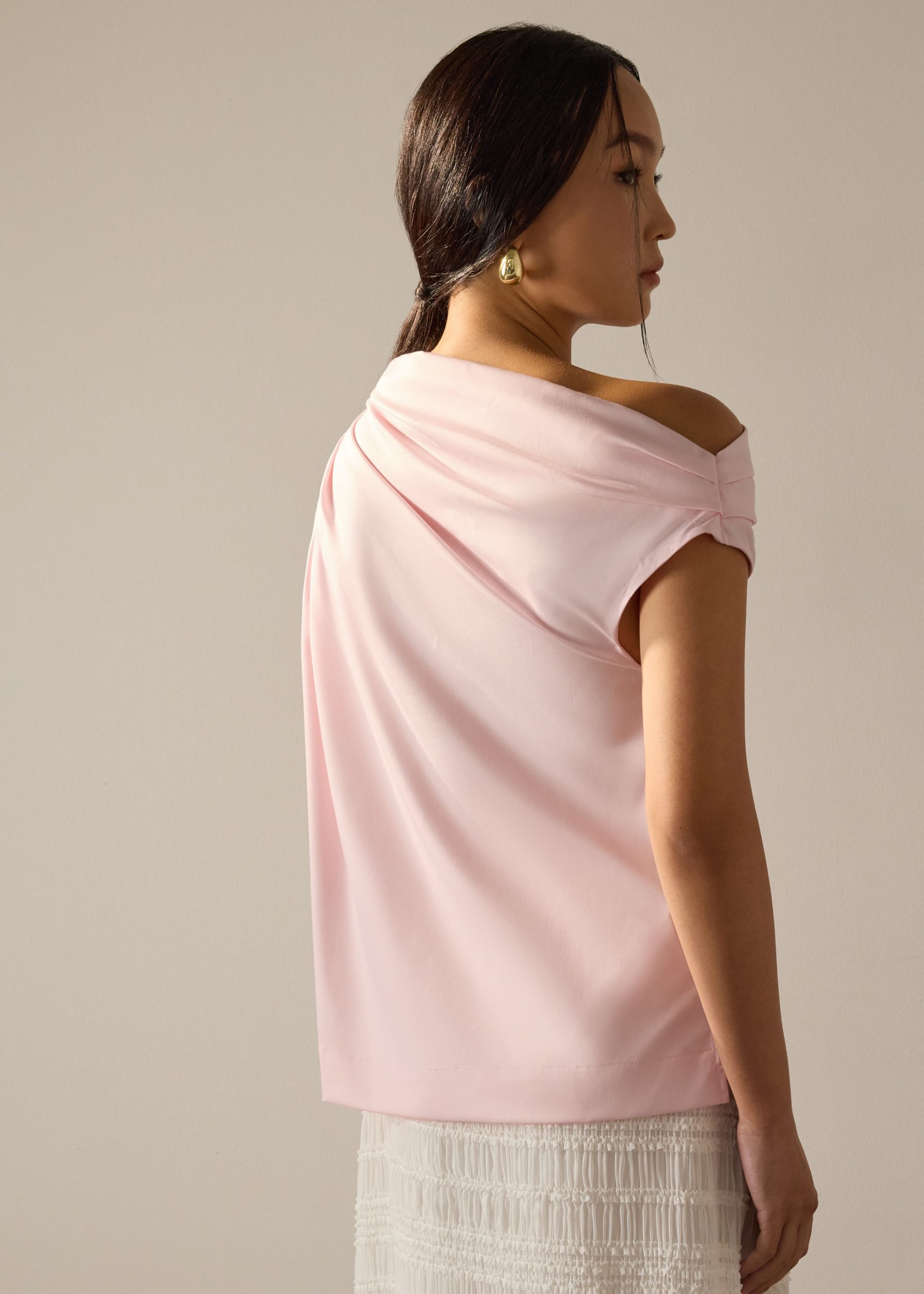 Coleen Poplin Drape Asymmetric Top - Image 13