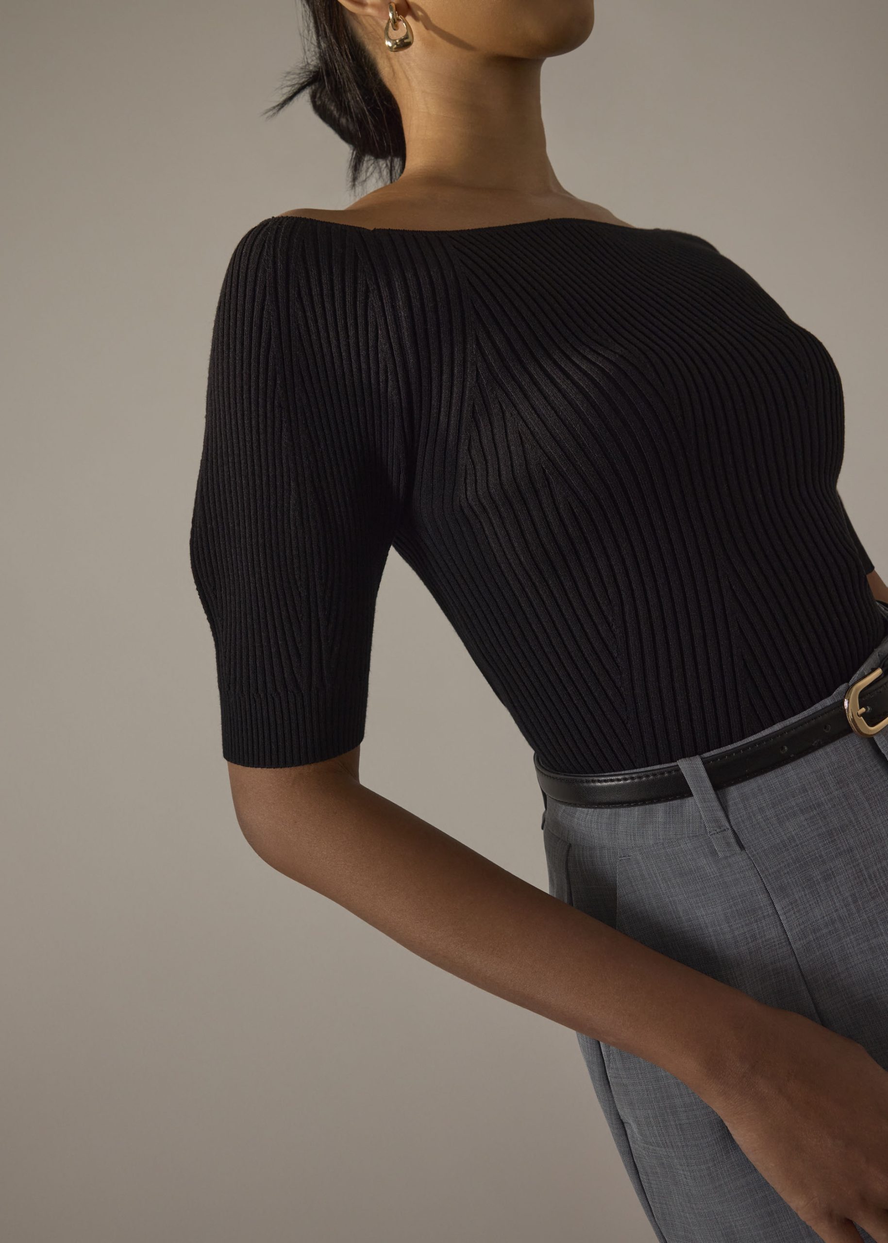 Kyo Ribbed Knit Fitted Top - Image 4