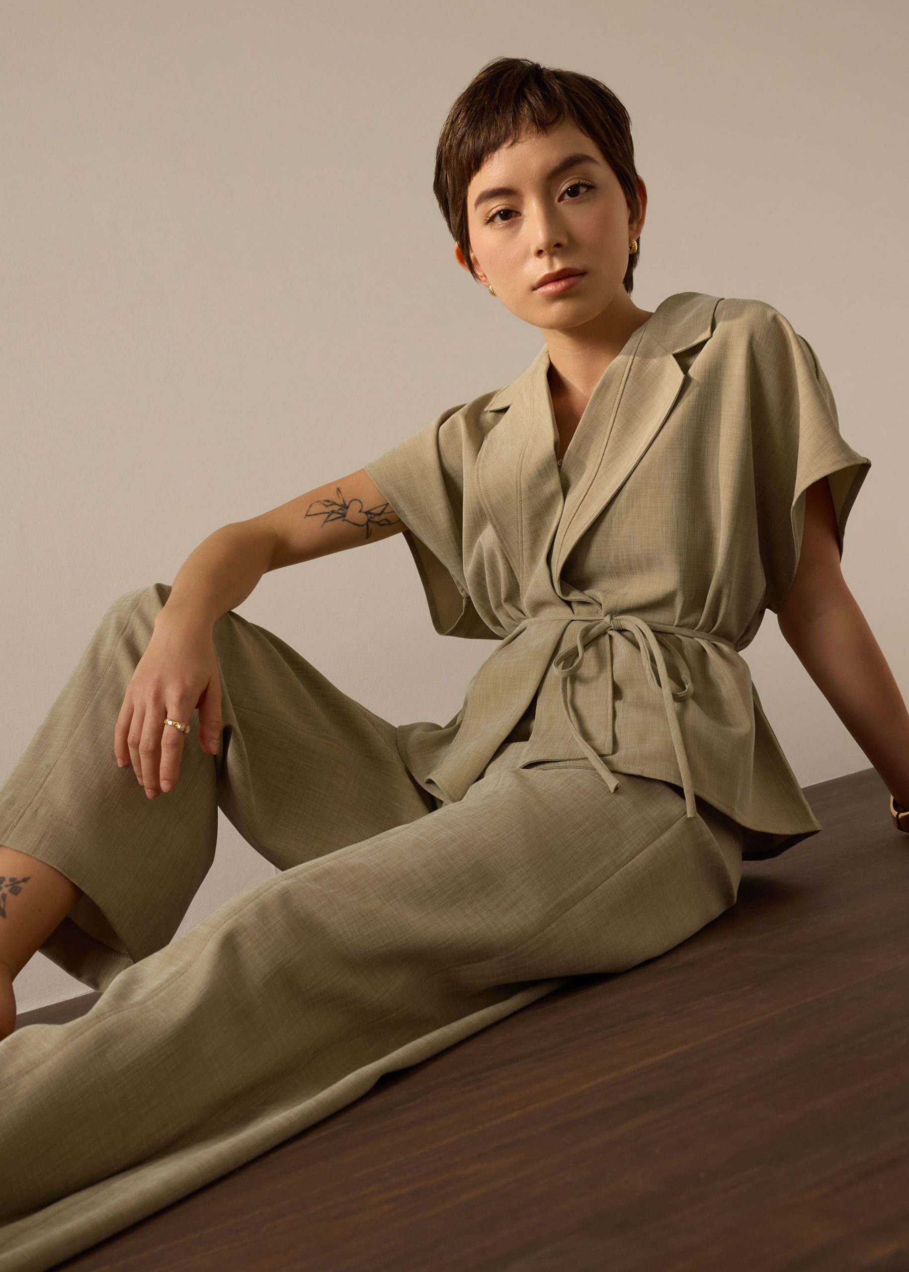 PETITE Leggy??Pia Adjustable Hem Elastic Melange Straight Leg Pants - Image 19