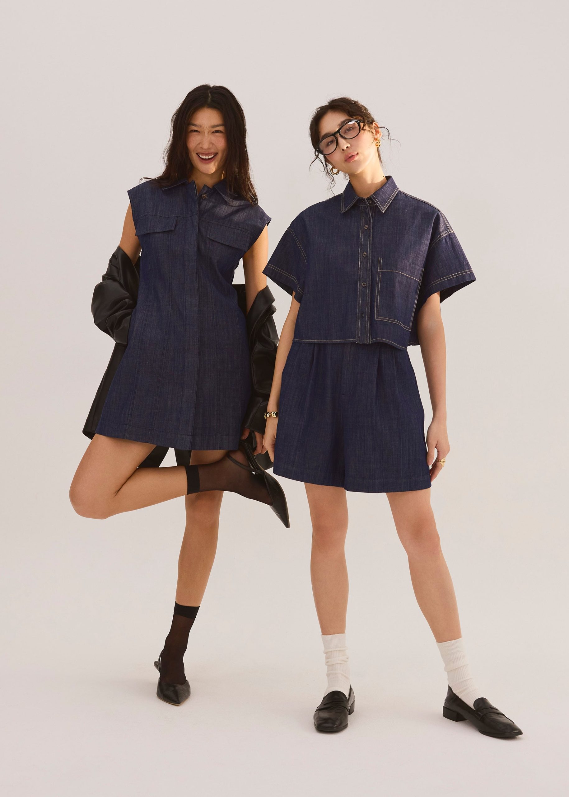 Denim Contrast Stitch Boxy Button Down Shirt - Image 4