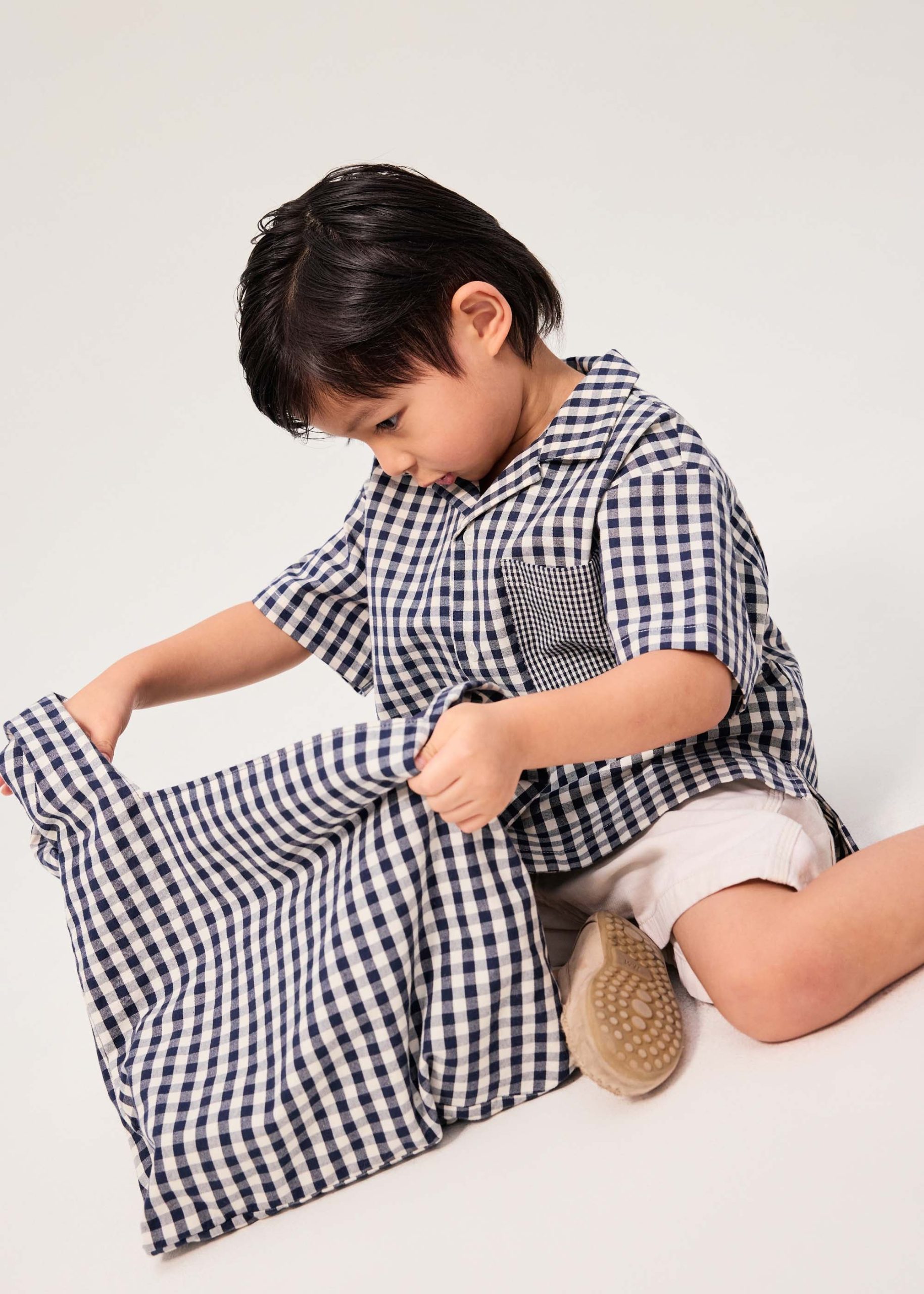 Kids' Gingham Cotton Button Down Shirt - Image 7