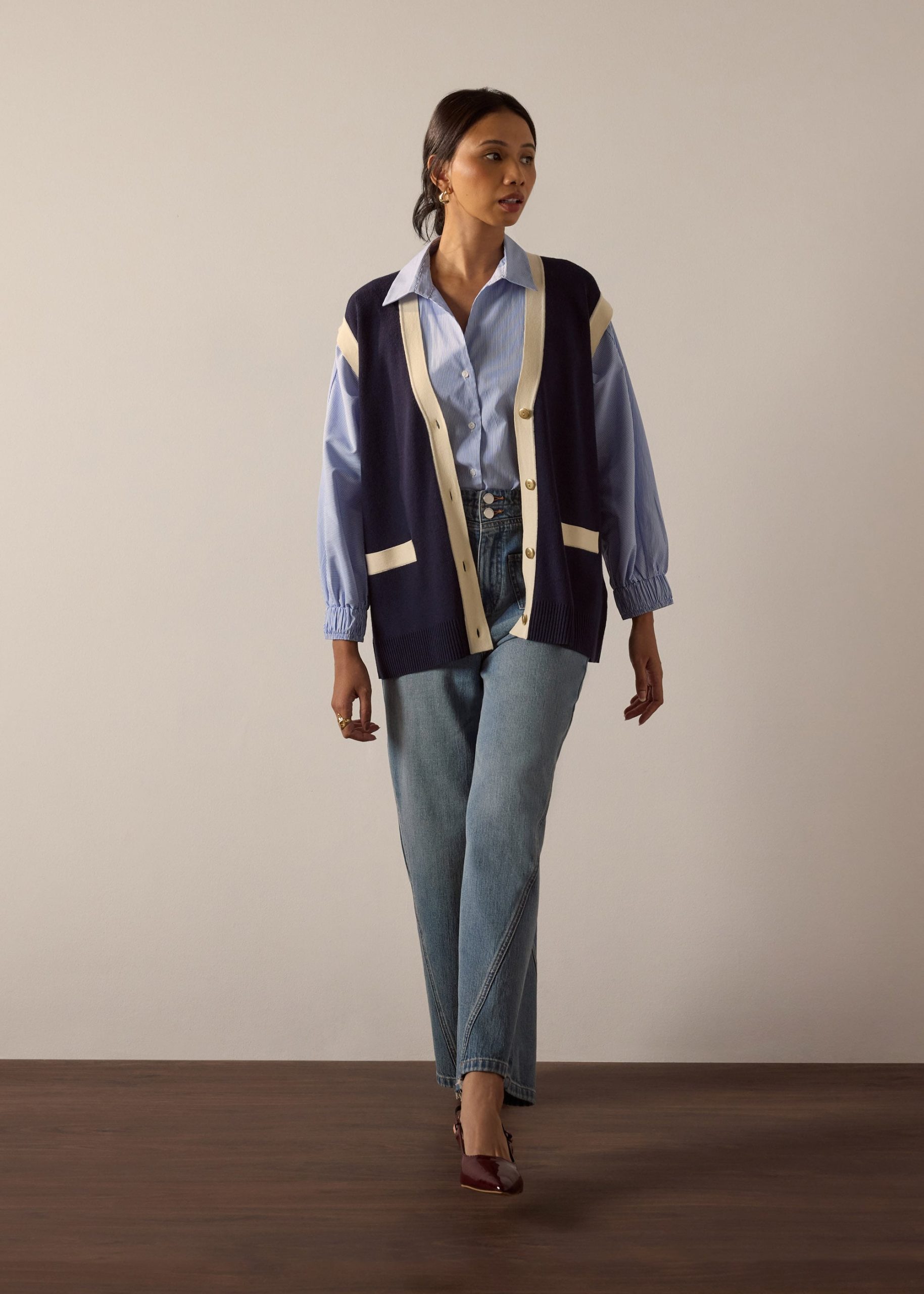 Relaxed Contrast Knit Vest - Image 19