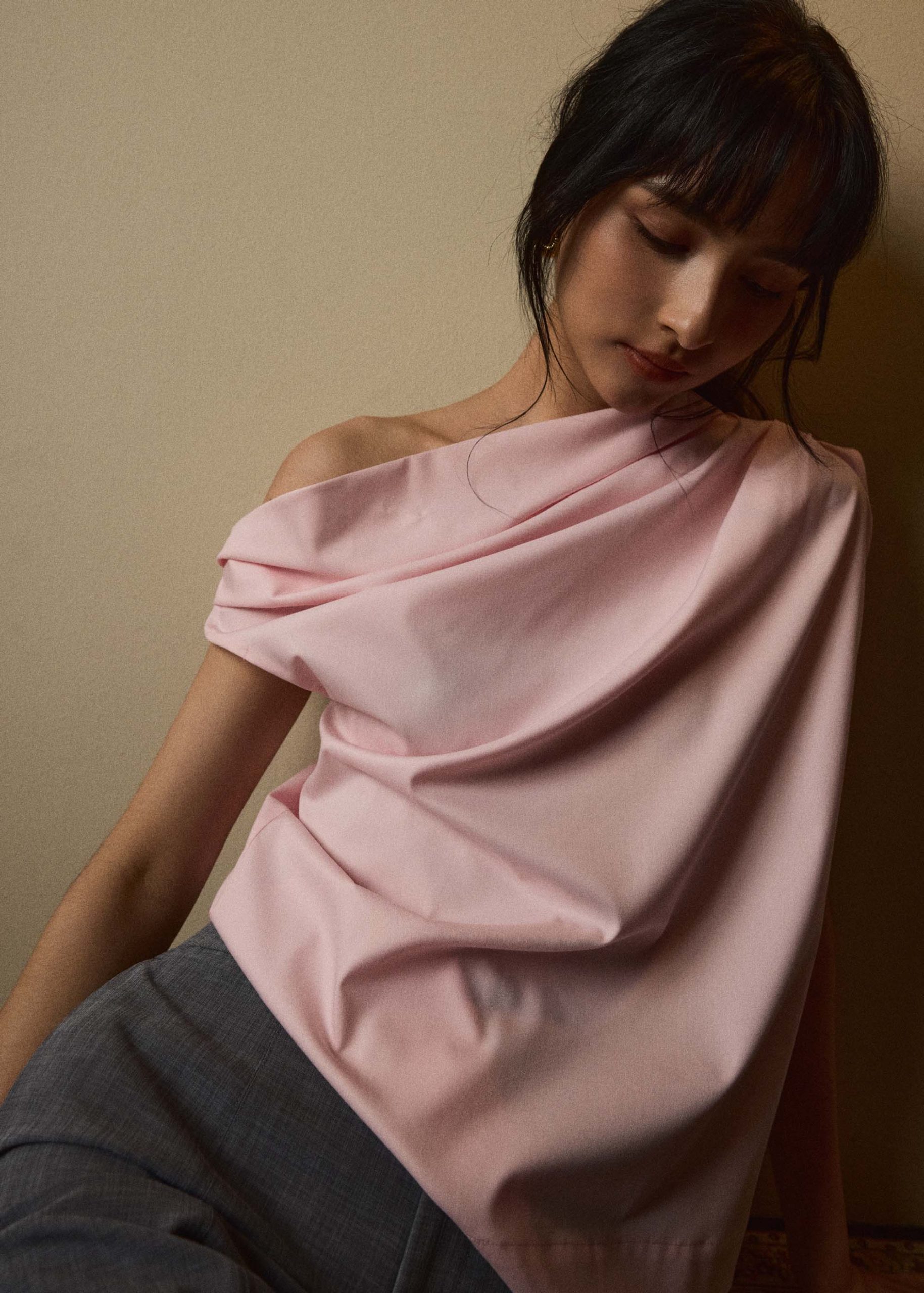 Coleen Poplin Drape Asymmetric Top - Image 18