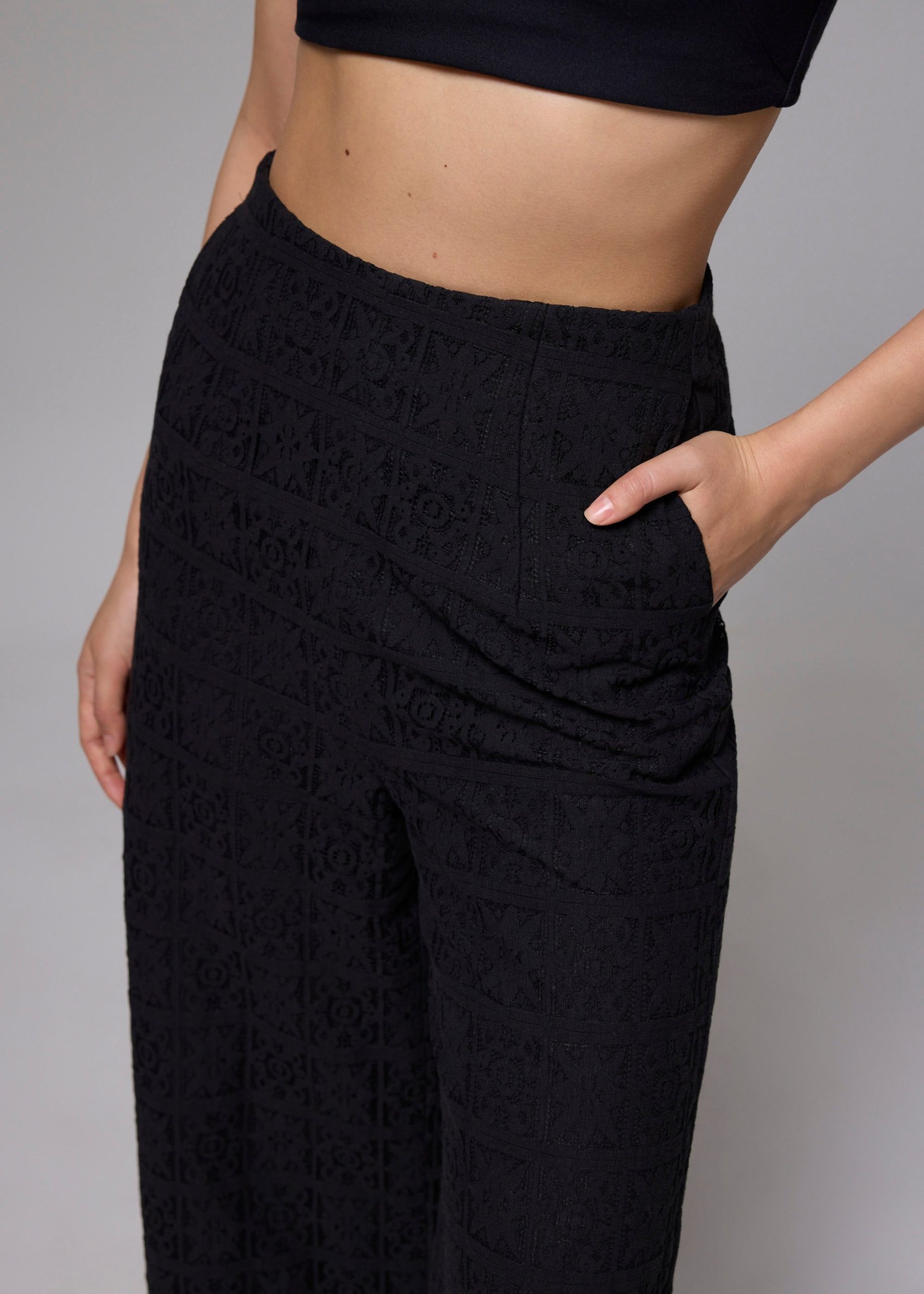 Lace High Waist Wide Leg Culottes - Image 6