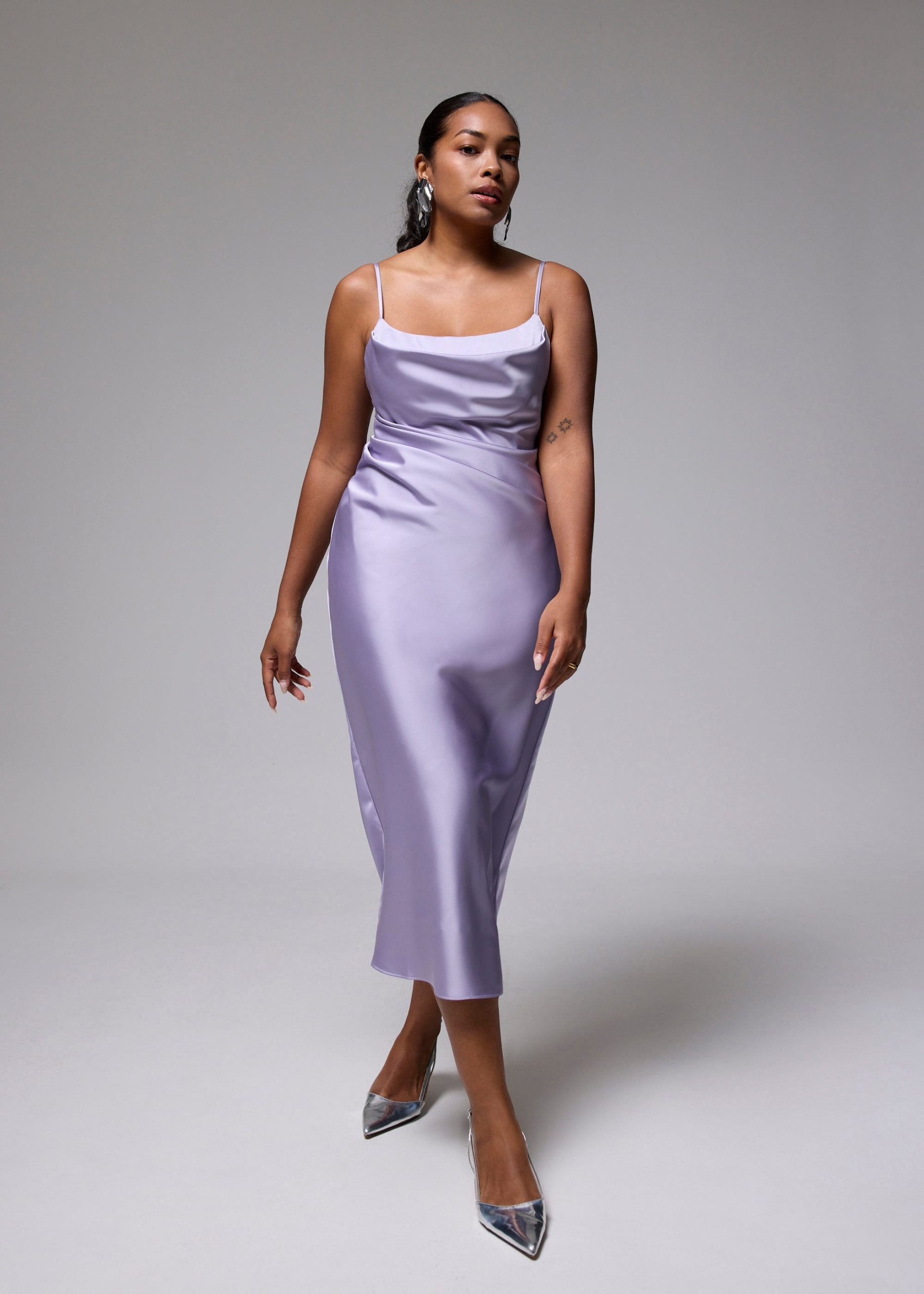 BraFree by LB Esme Satin Column Drape Midi Dress - Image 22