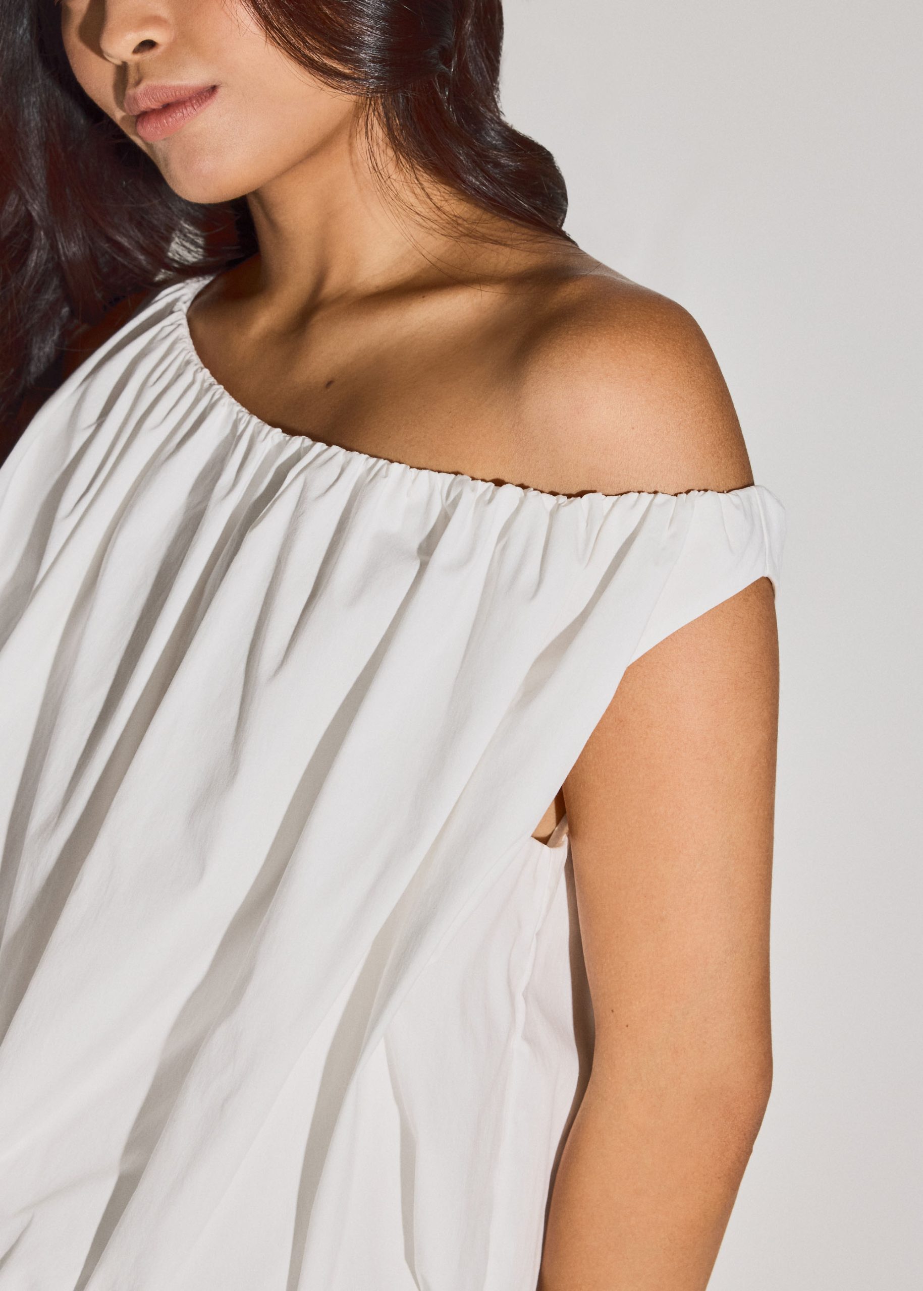Multi-way Cotton Bubble Hem Top - Image 4