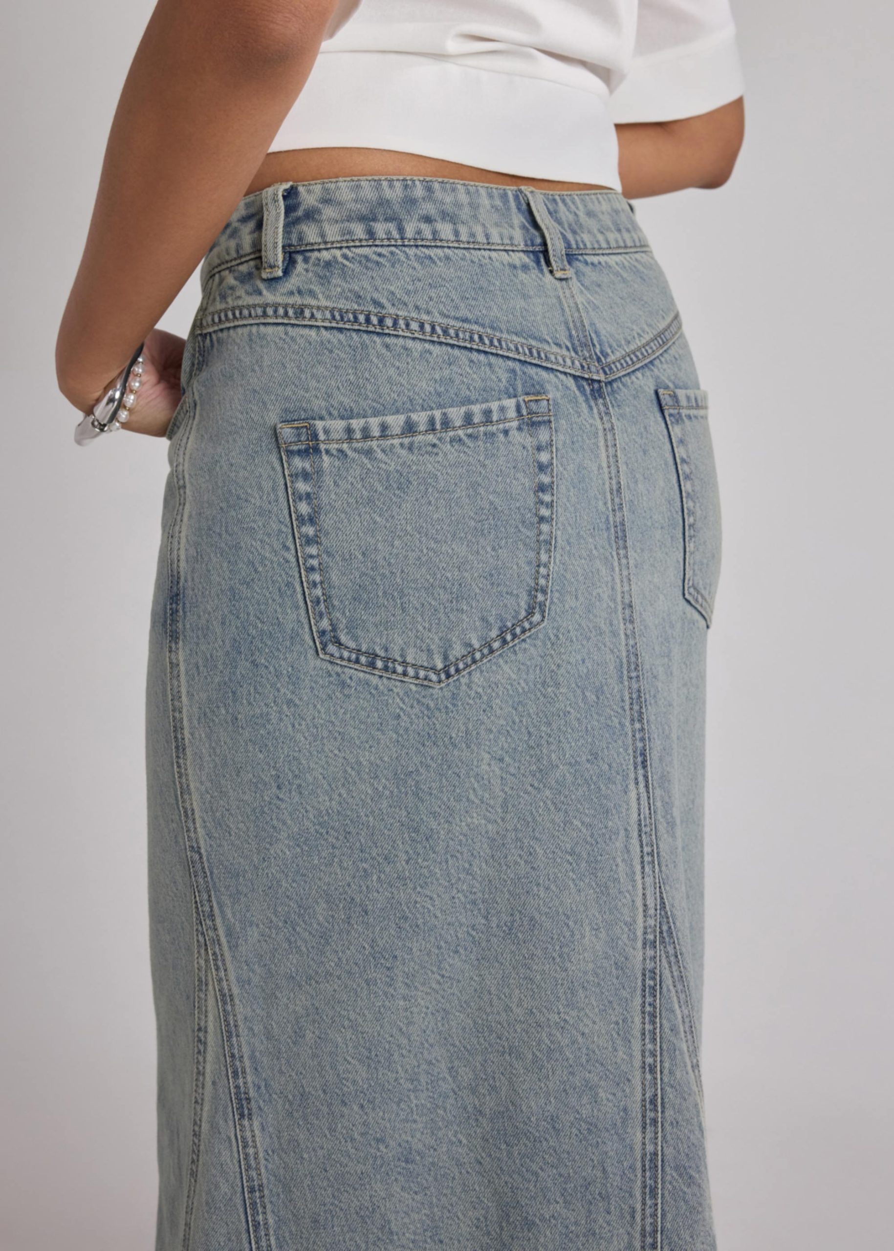 Denim Low Rise Trumpet Skirt - Image 5