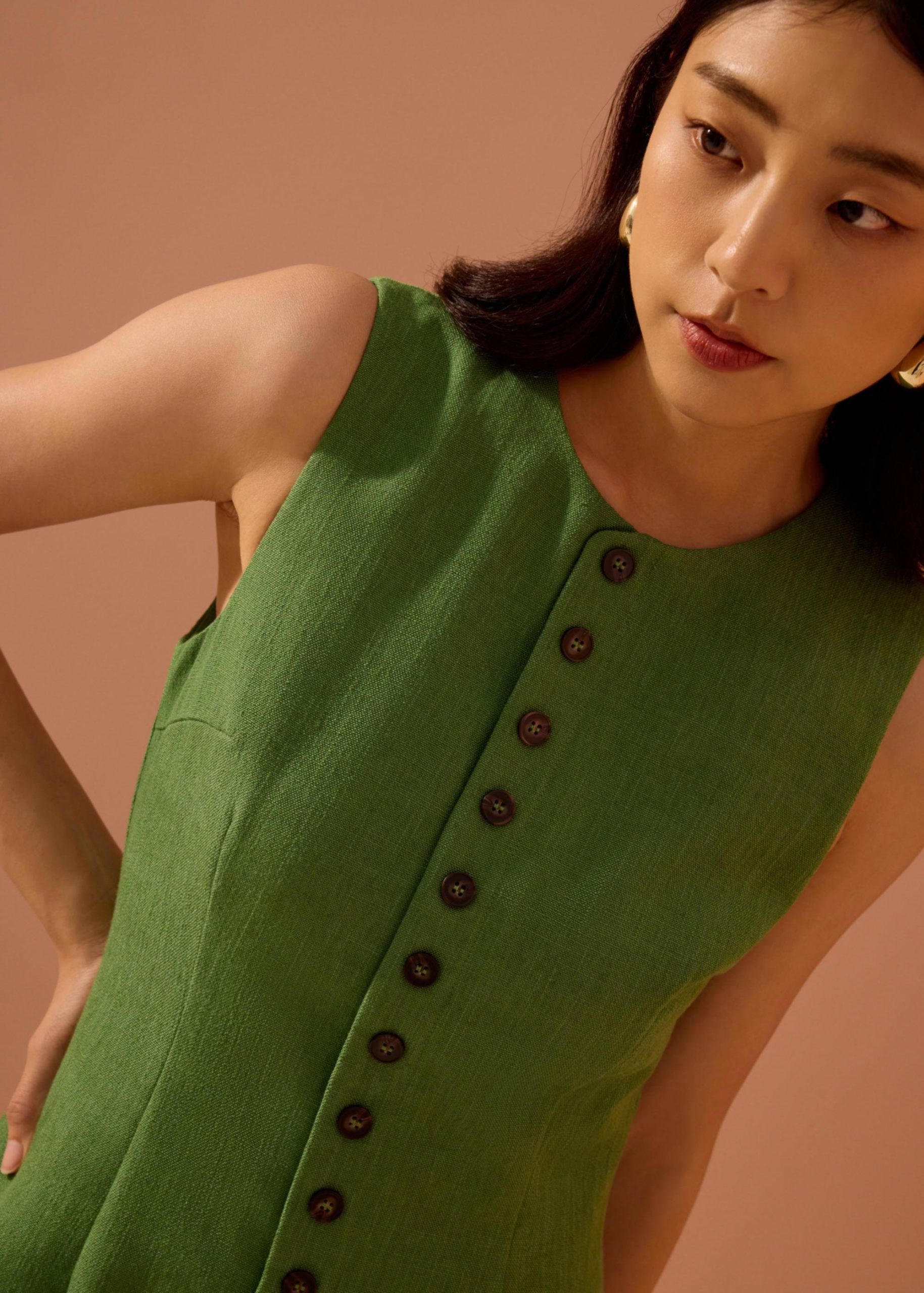 Rani Textured Button Down Shift Mini Dress - Image 6