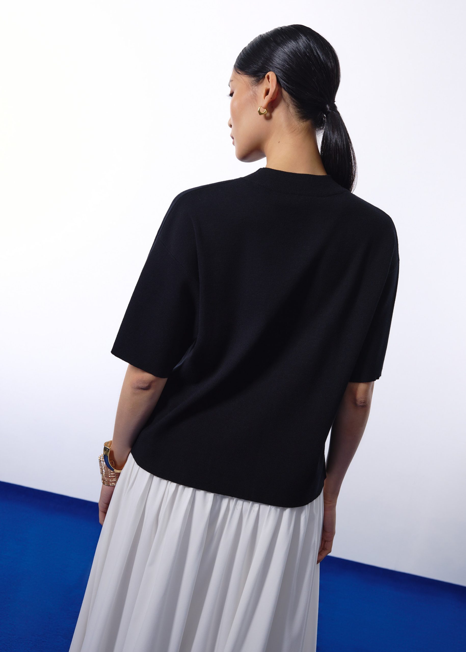 Mia Relaxed Knit Mock Neck Tee - Image 7